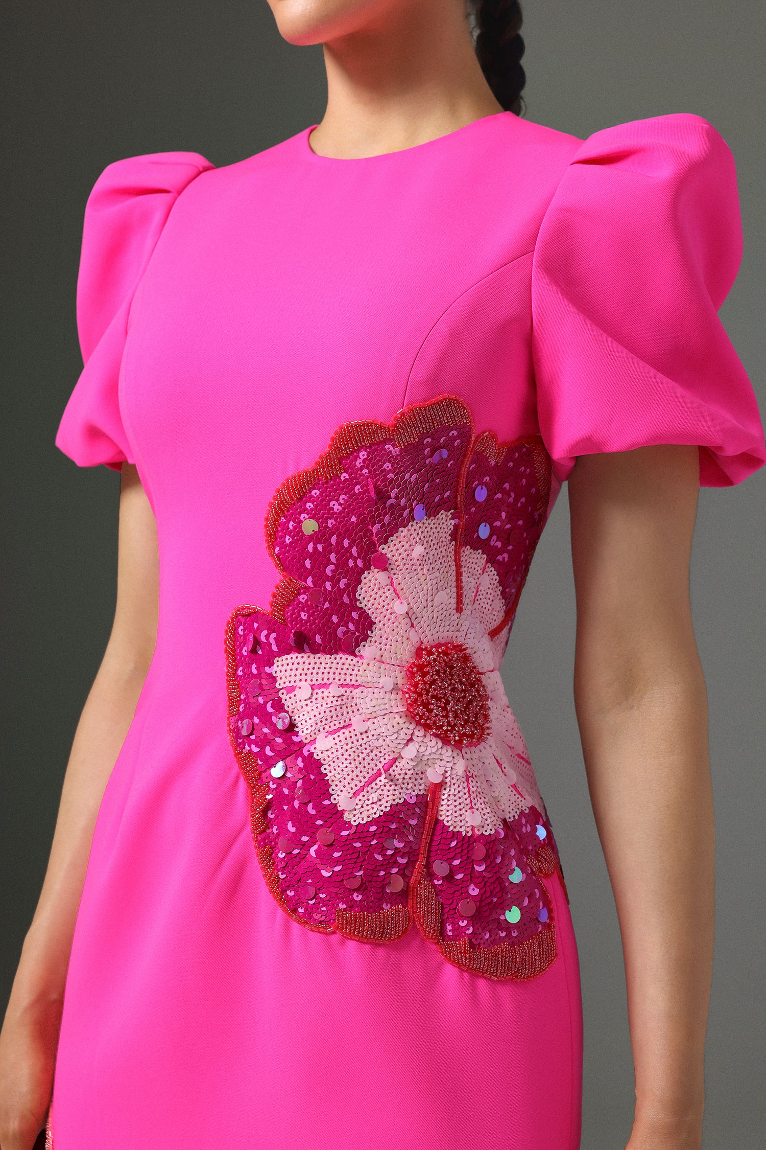 Elissa Puff Sleve Floral Midi Dress