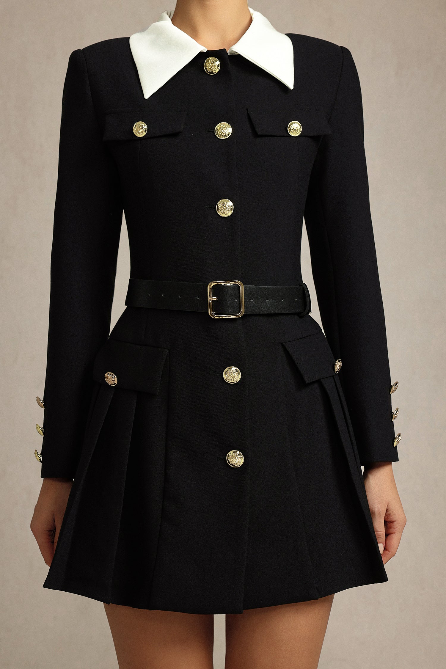 Persasy Lapel Long Sleeves Mini Dress