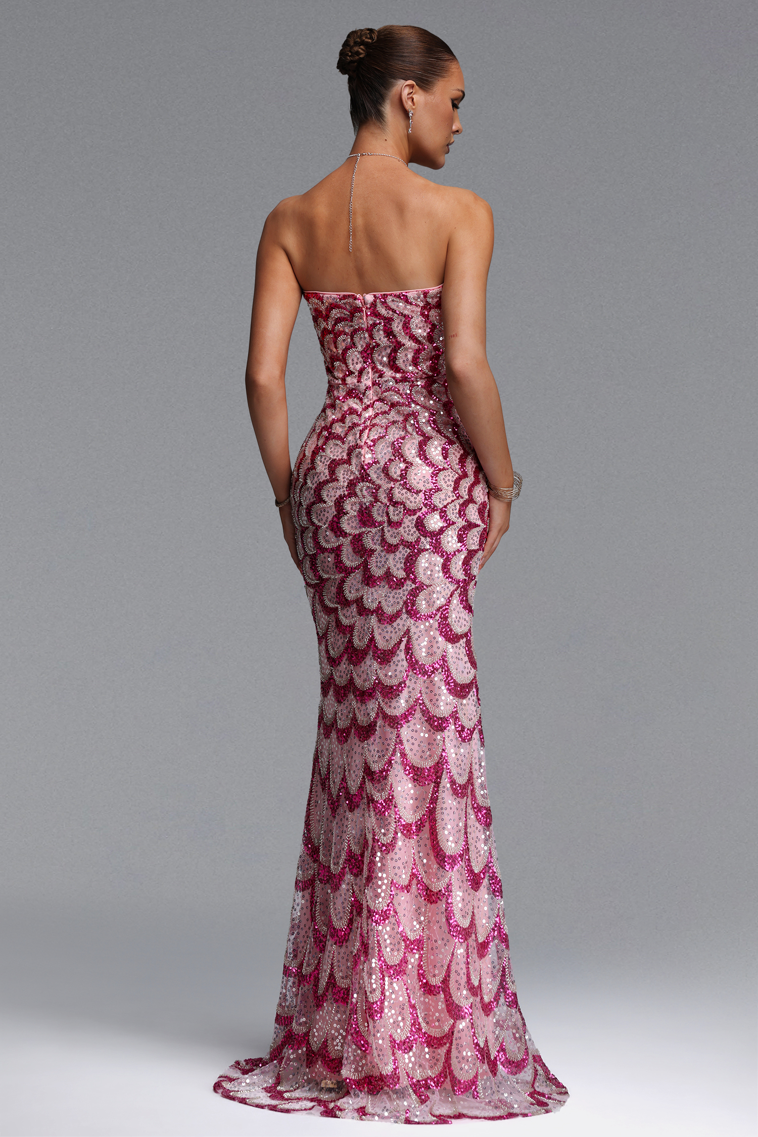 Facia Romantic Contour Strapless Sequin Maxi Dress