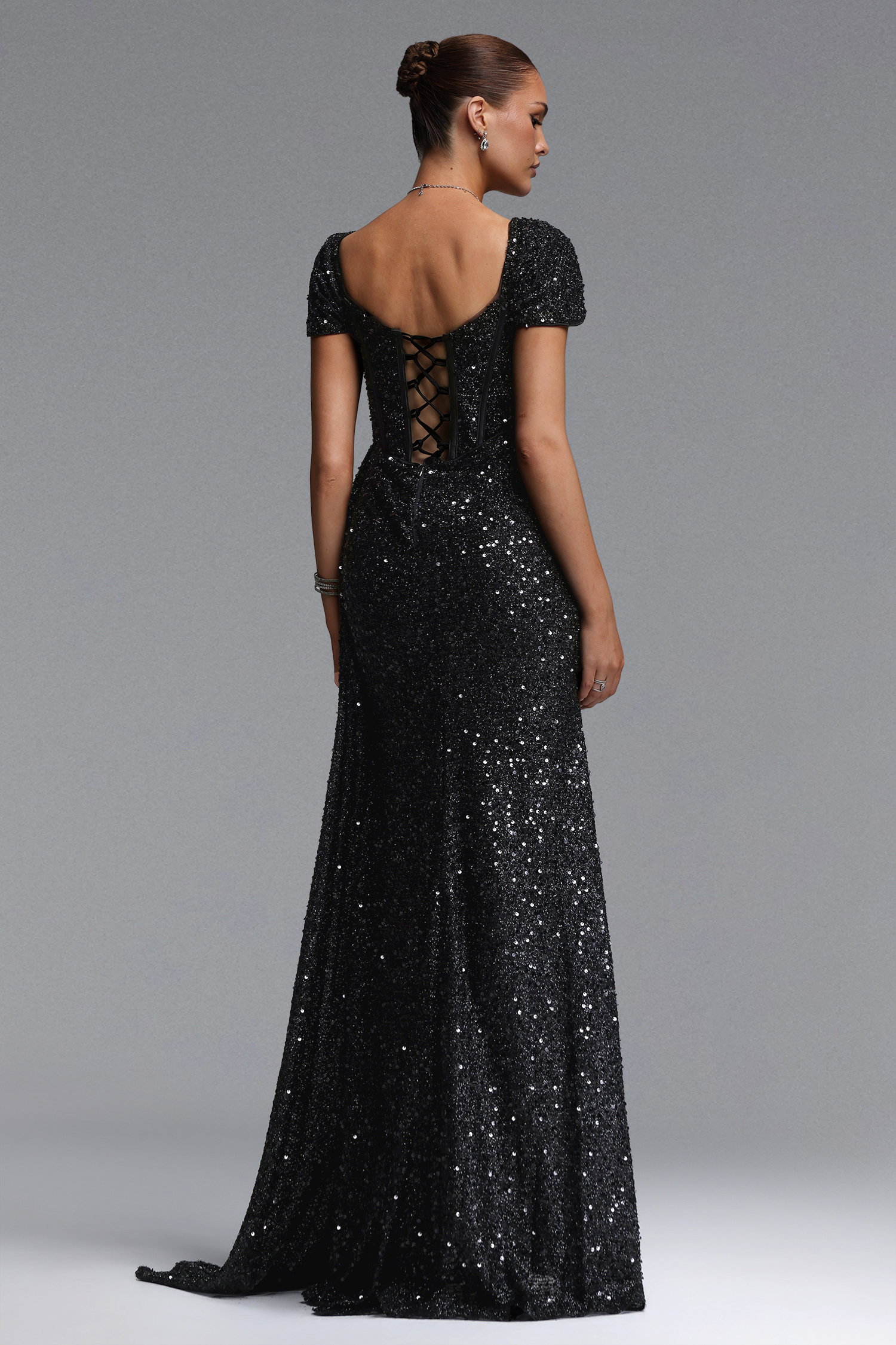 Ilia Glamorous Contour Ruched Sequin Maxi Dress