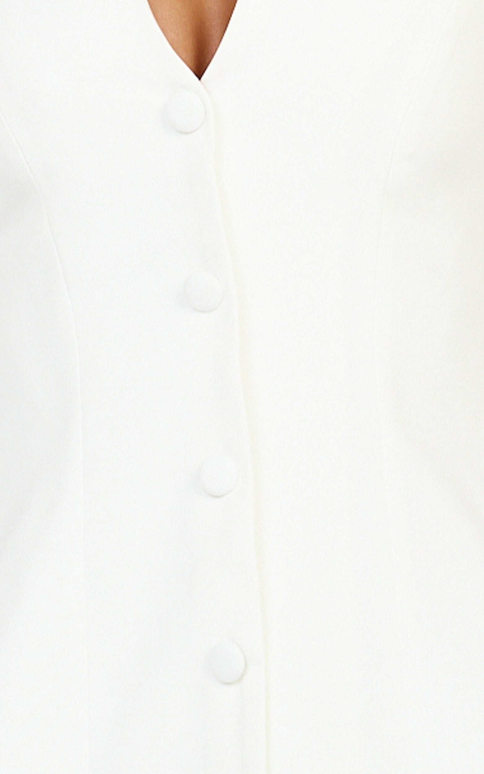 Jacinta Mini Dress - Sleeveless Button Front Tulip Dress in Off White - View 9