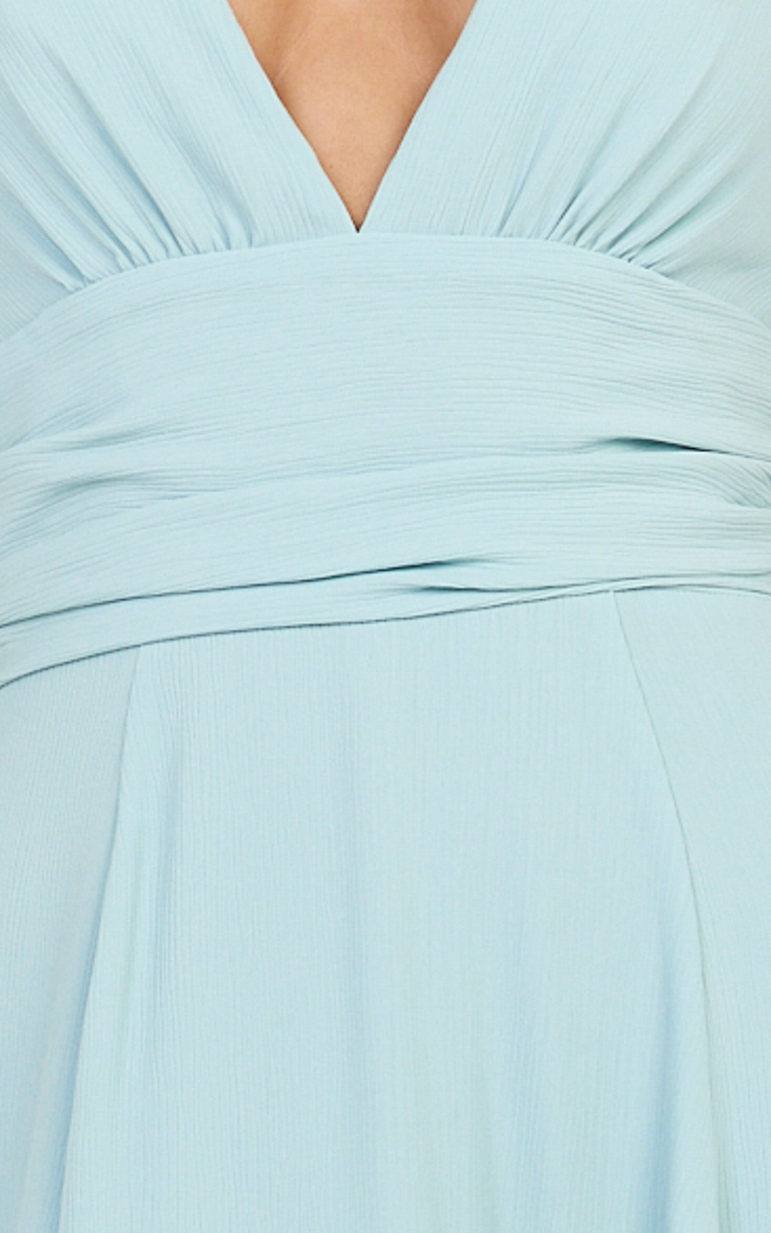 Vivia Maxi Dress - Gathered Waist Halter Dress in Blue - View 6