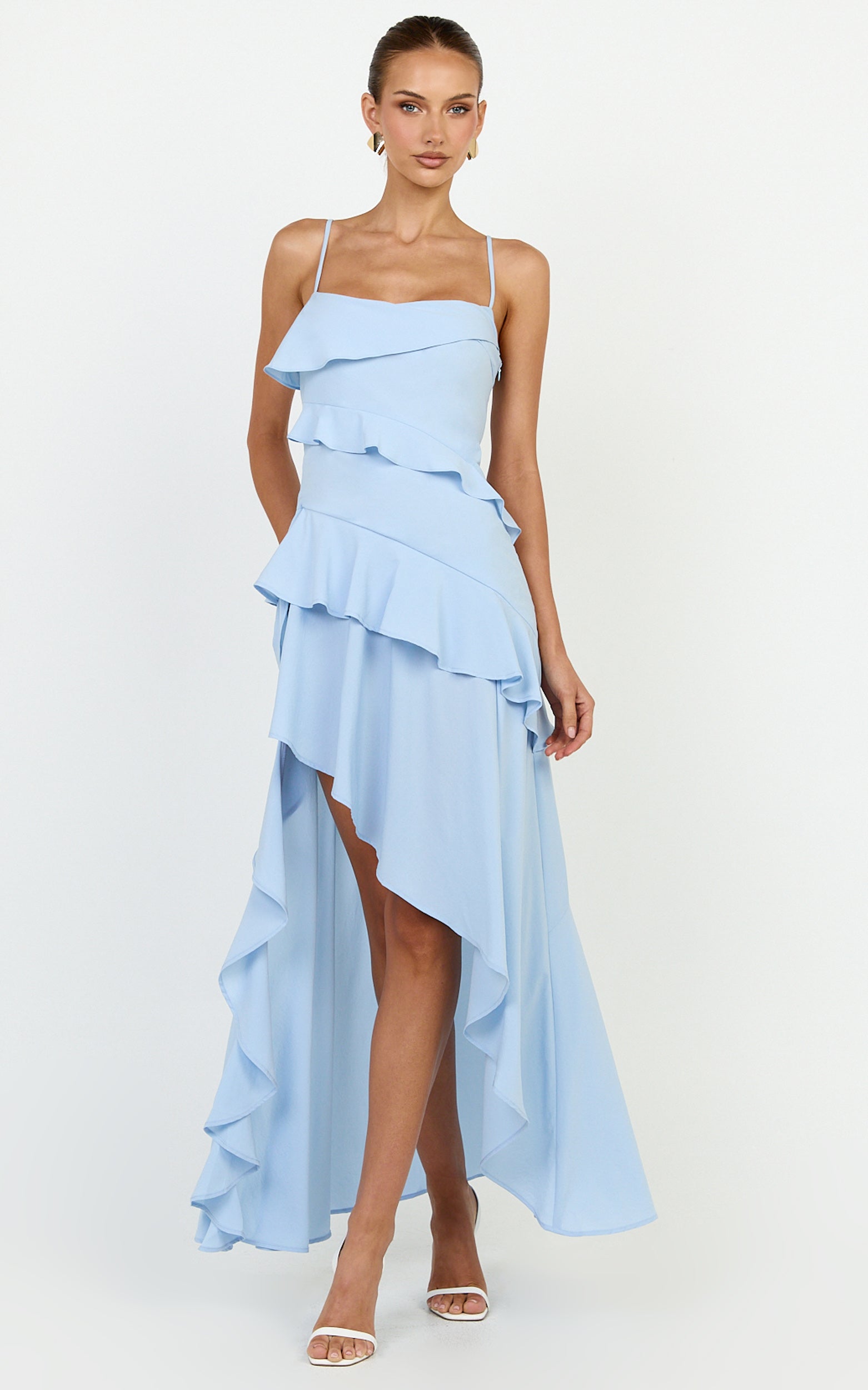 Arabella Maxi Dress - Tiered Ruffle Fit And Flare Dress in Blue - View 5