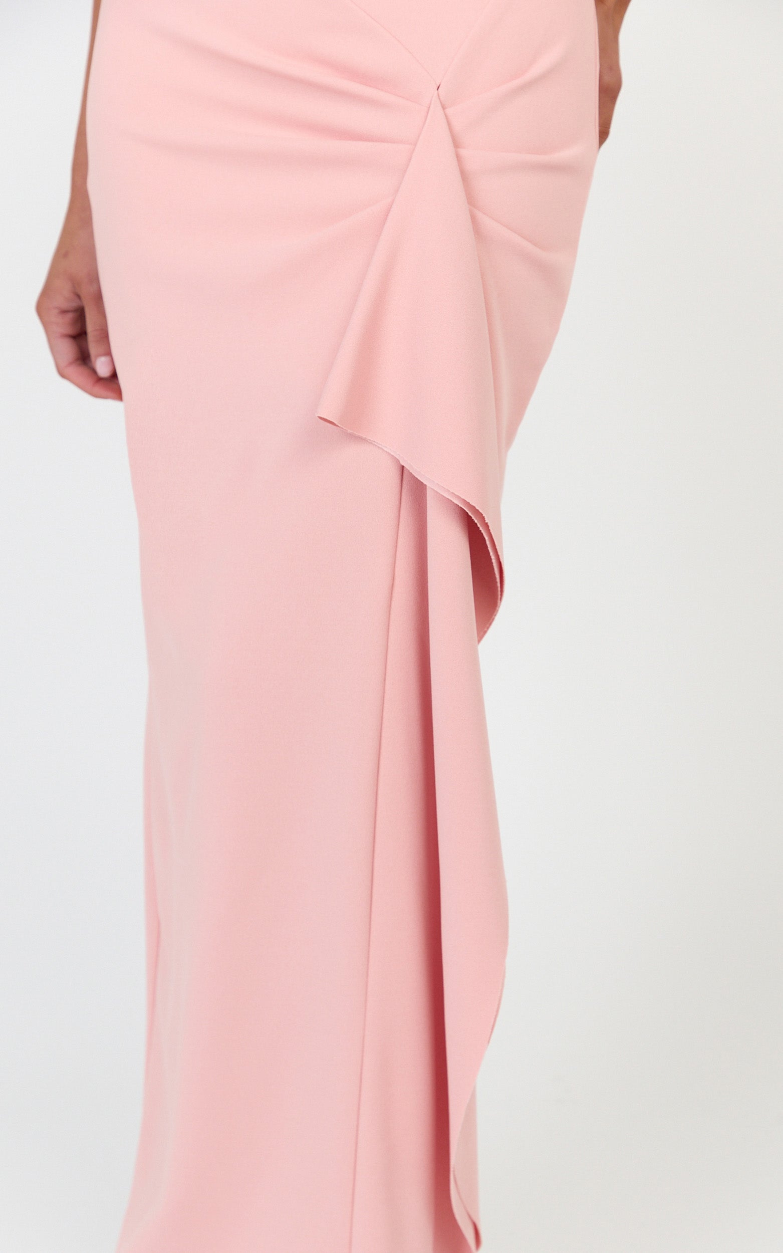 Alba Maxi Dress - Off Shoulder Waterfall Sash Dress in Pink - View 6
