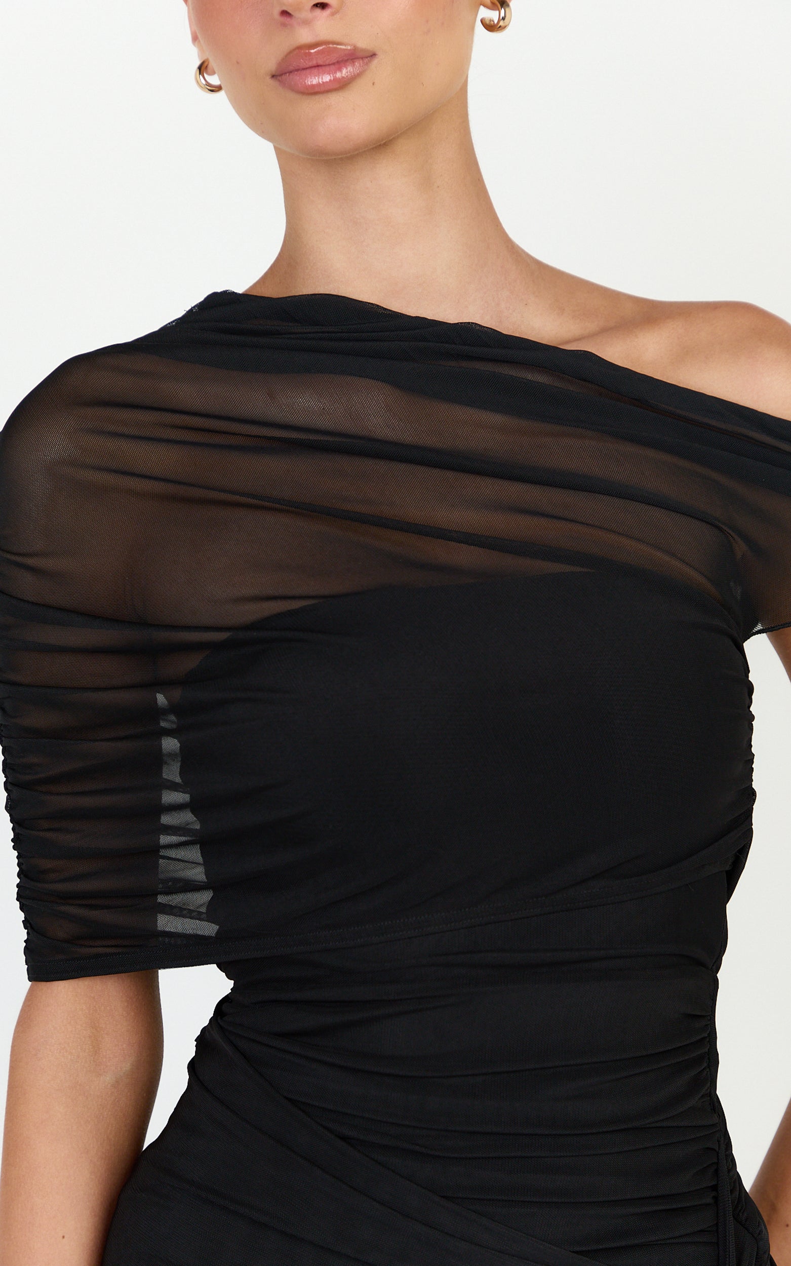 Nicolette Maxi Dress - Cape Sleeve Off Shoulder Dress in Black - View 7