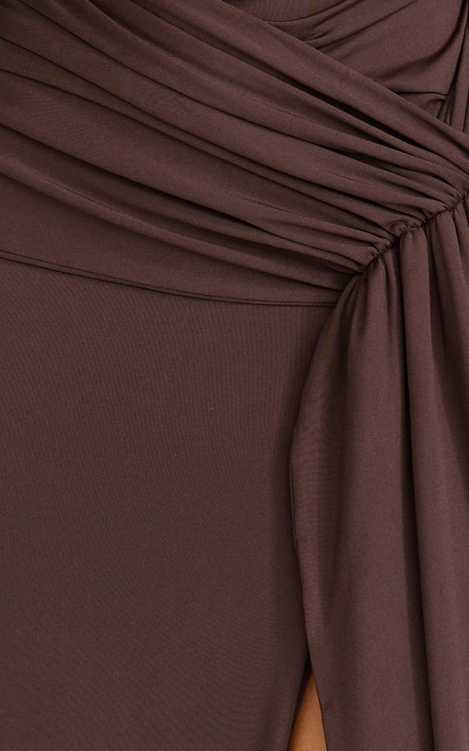 Coraline Maxi Dress - High Neck Sleeveless Draped Sash Dress in Chocolate - View 6