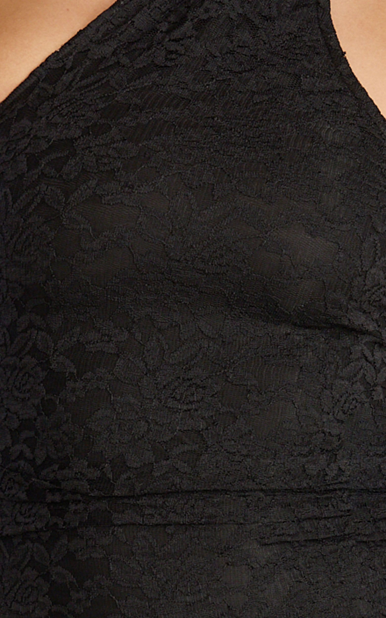 Isla Maxi Dress - One Shoulder Scarf Tie Neck Lace Dress in Black - View 6