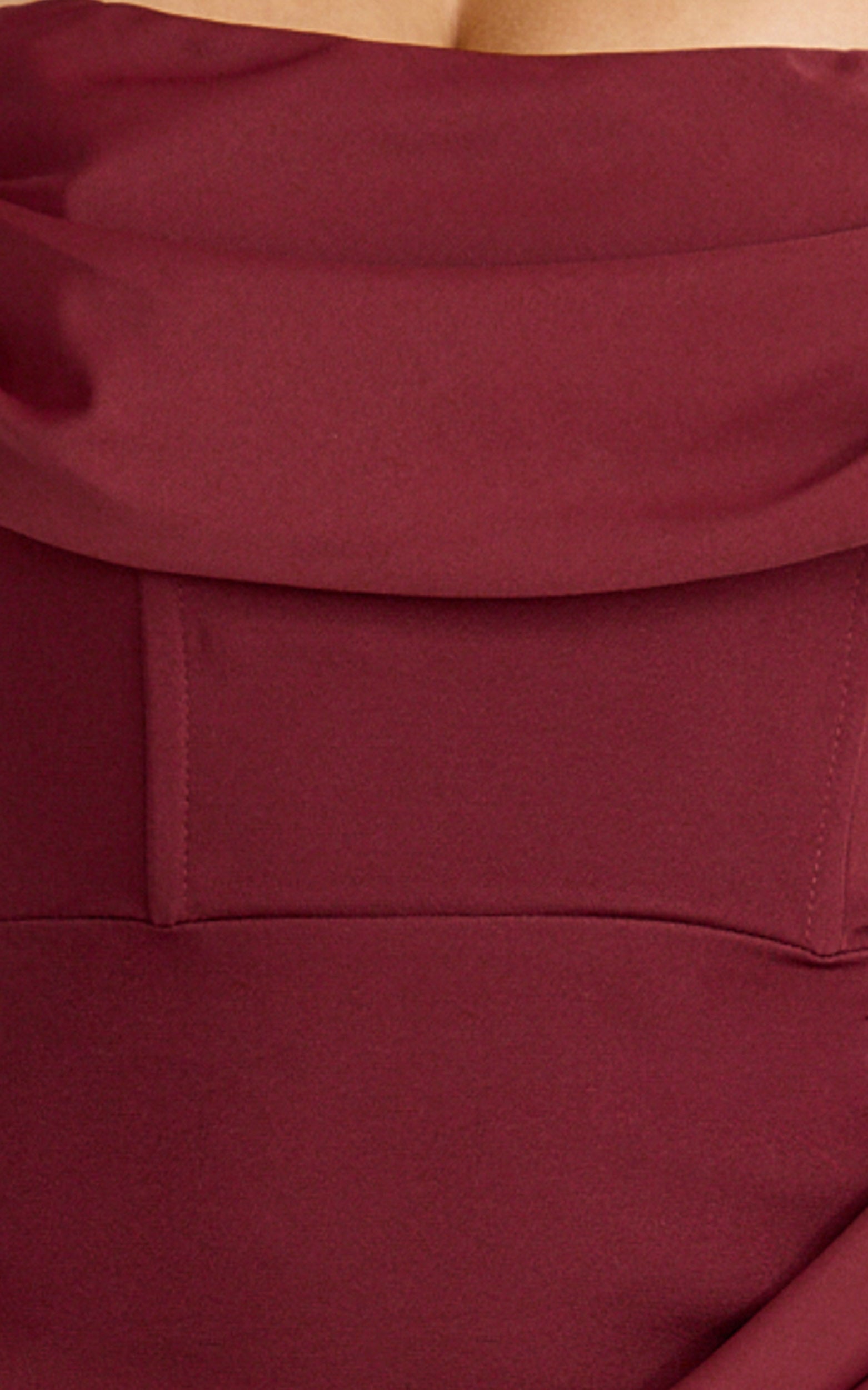 Phoebe Maxi Dress - Strapless Structured Bodice Drape Skirt Dress in Wine - View 6