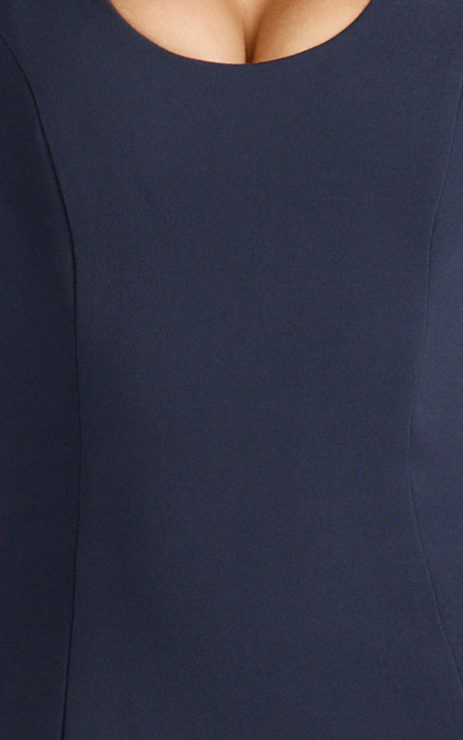 Frances Maxi Dress - Contrast U Neck Godet A Line Dress in Navy - View 6