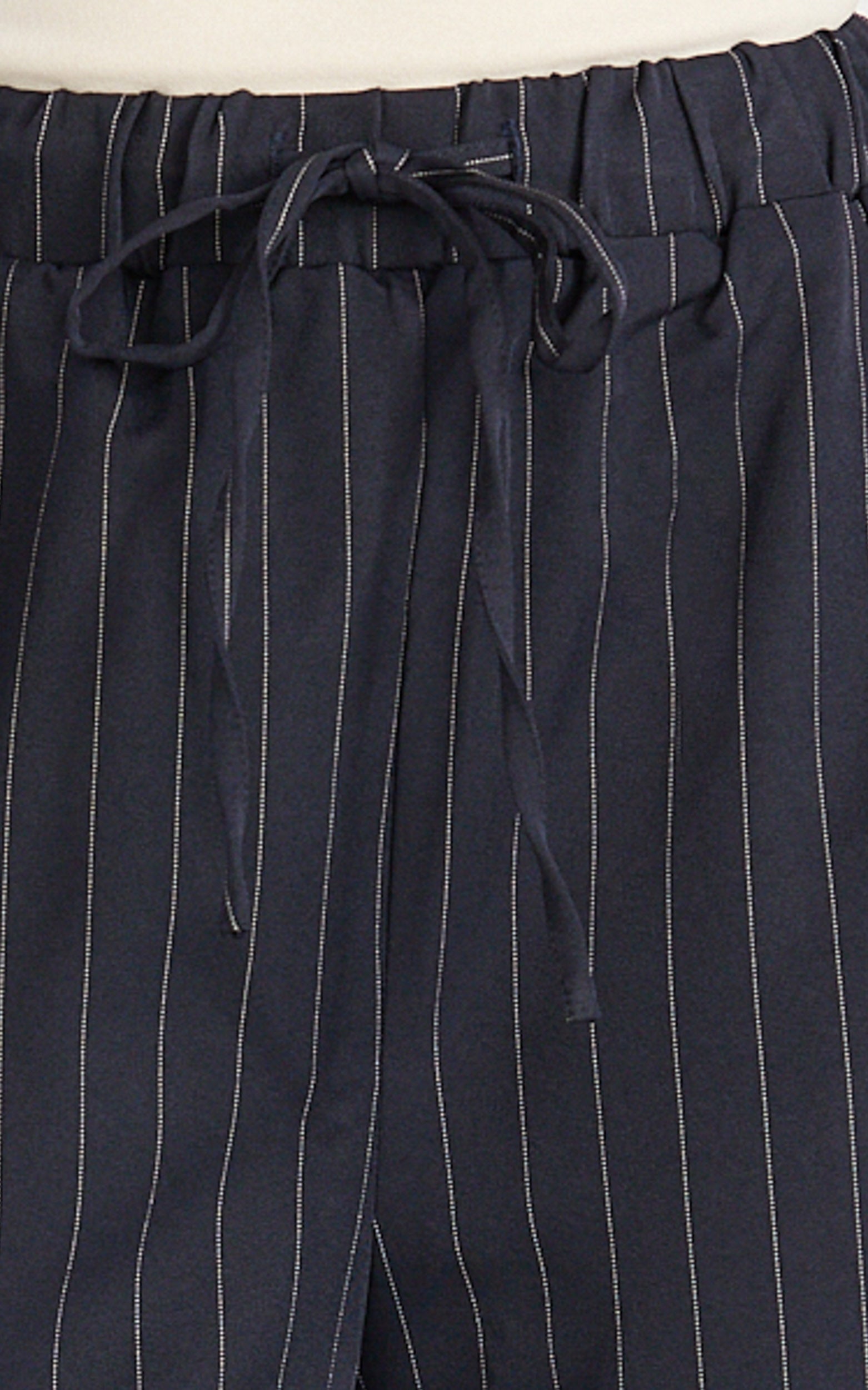 Amara Pants - High Waist Wide Leg Stripe Pants in Navy - View 6