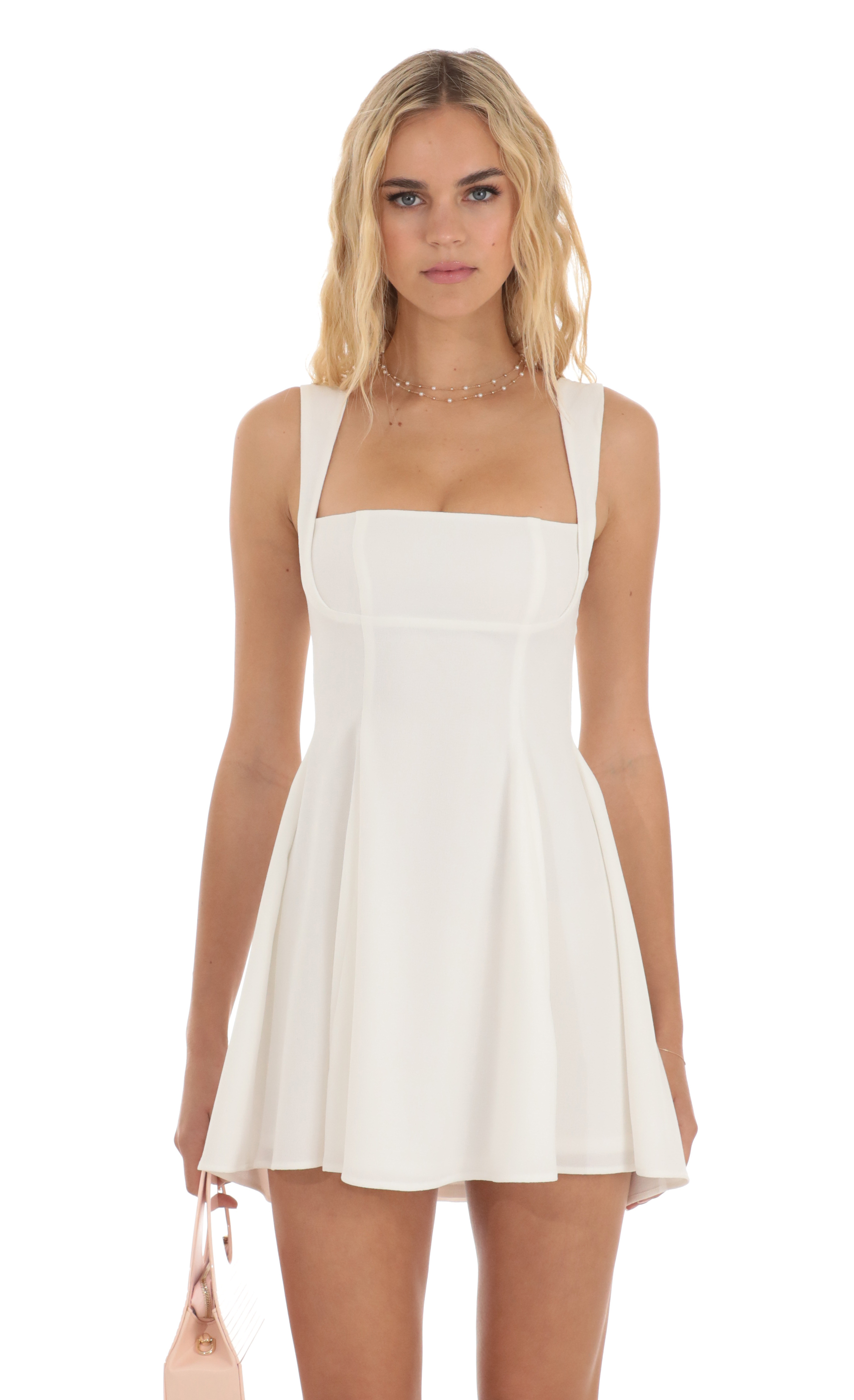 Back Bow Fit and Flare Dress in Ivory - view 4