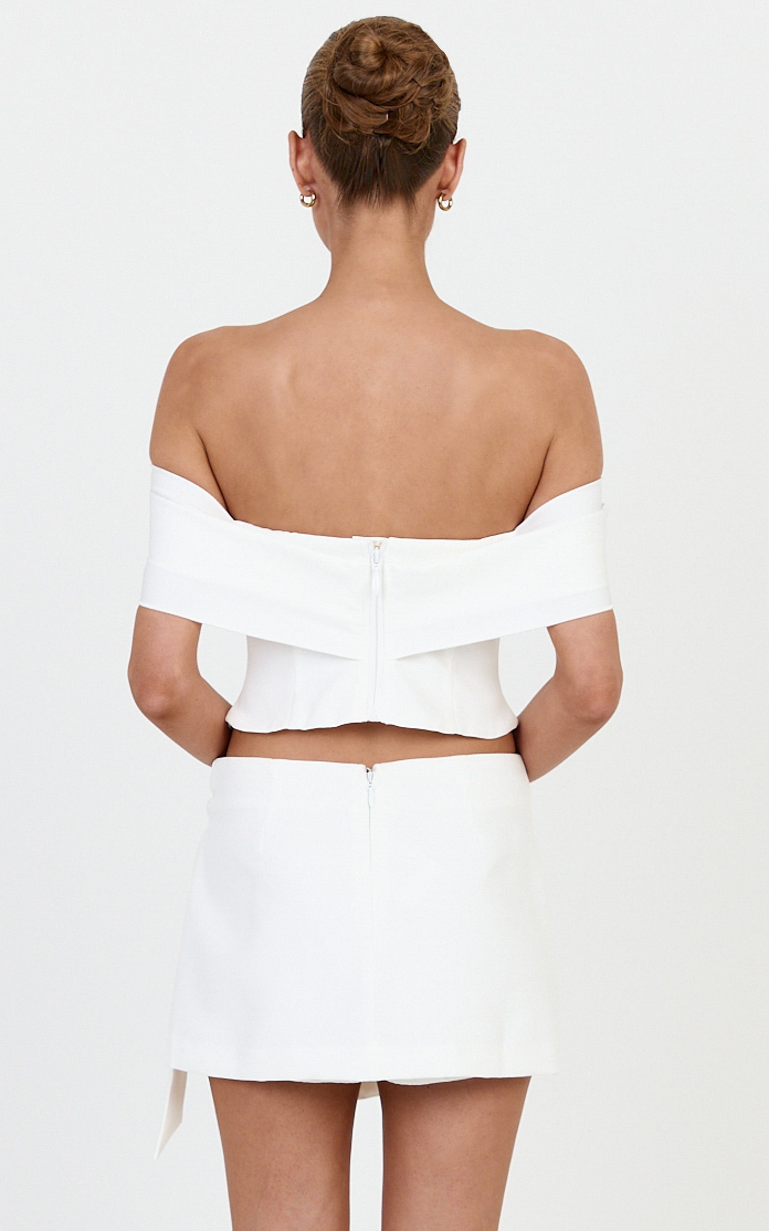 Sabrina Mini Skort - Side Tie Wrap Skort in Off White - View 5