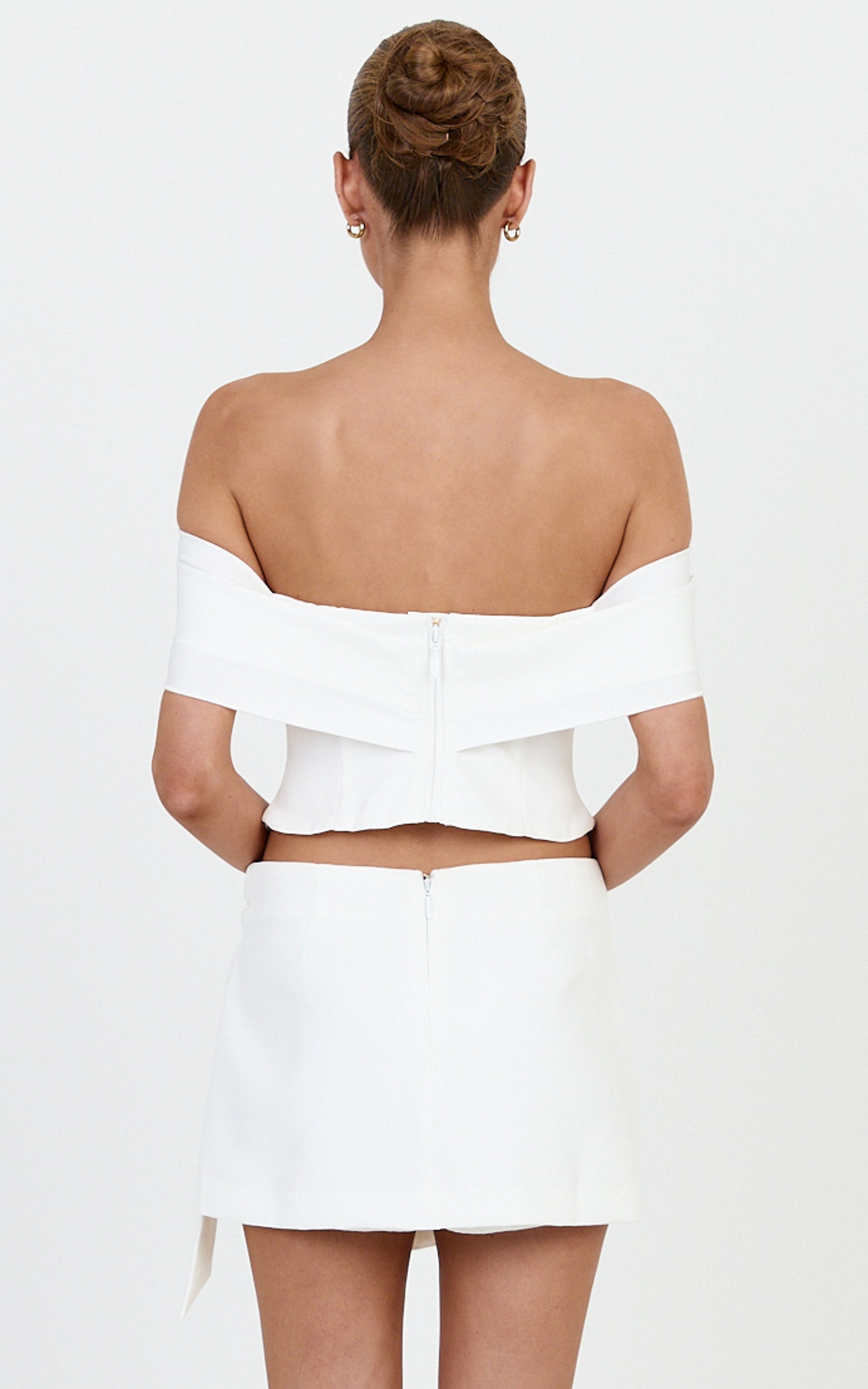 Sabrina Top - Off The Shoulder Twist Neck Top in Off White - View 5
