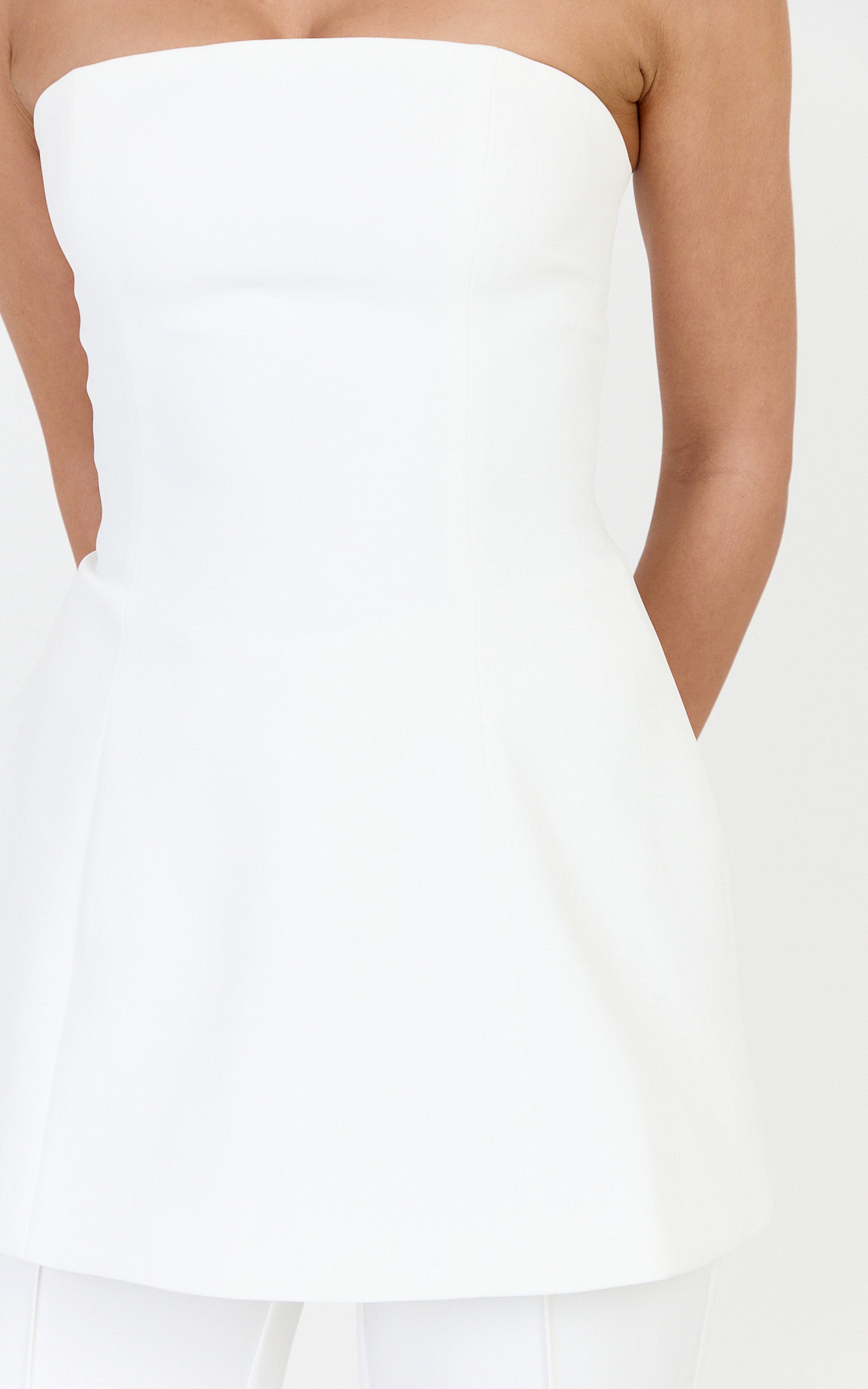 Daisy Top - Strapless Long Line Shirred Back Top in Off White - View 6