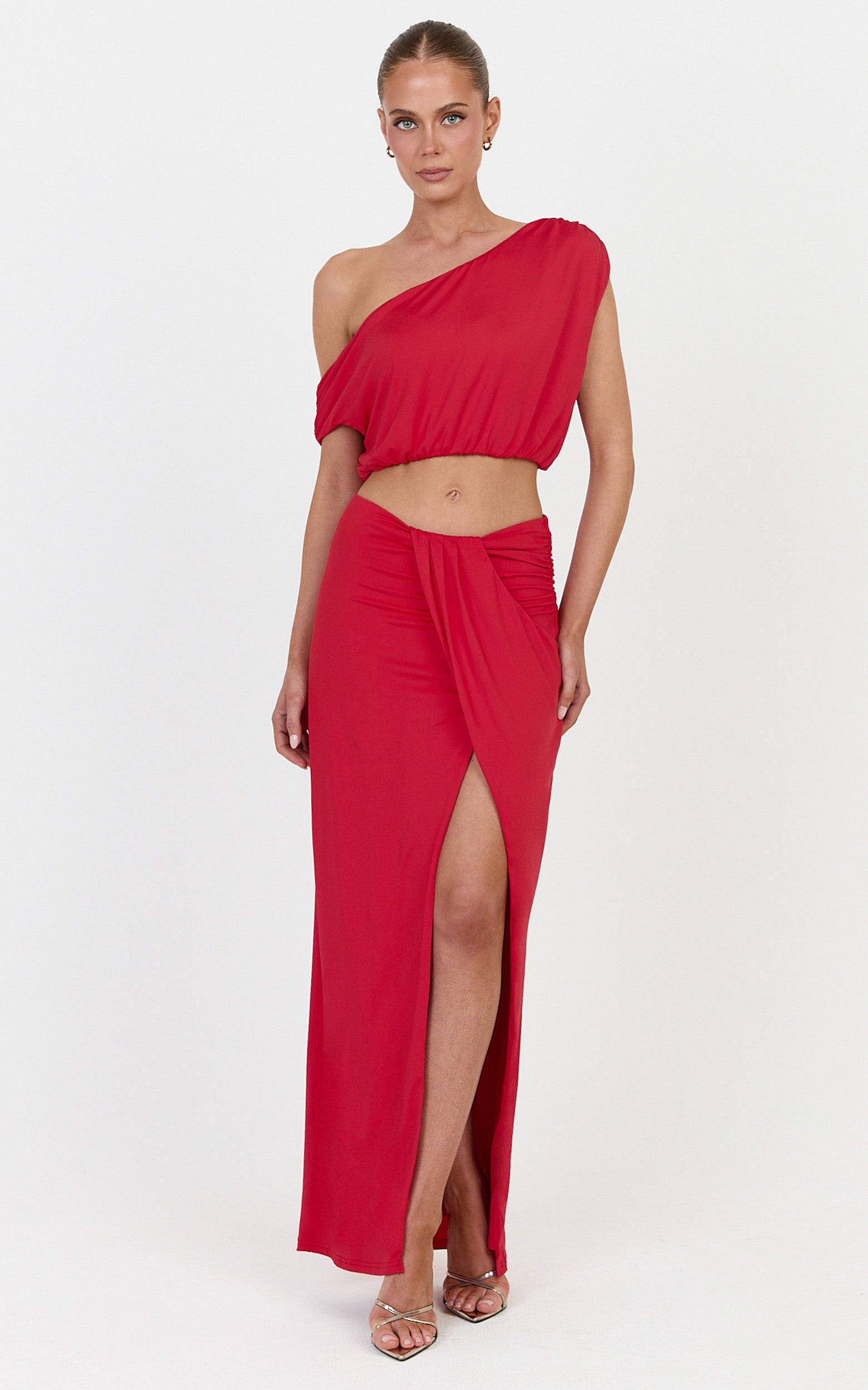 Rafaela Top - Off The Shoulder Top in Red - View 3