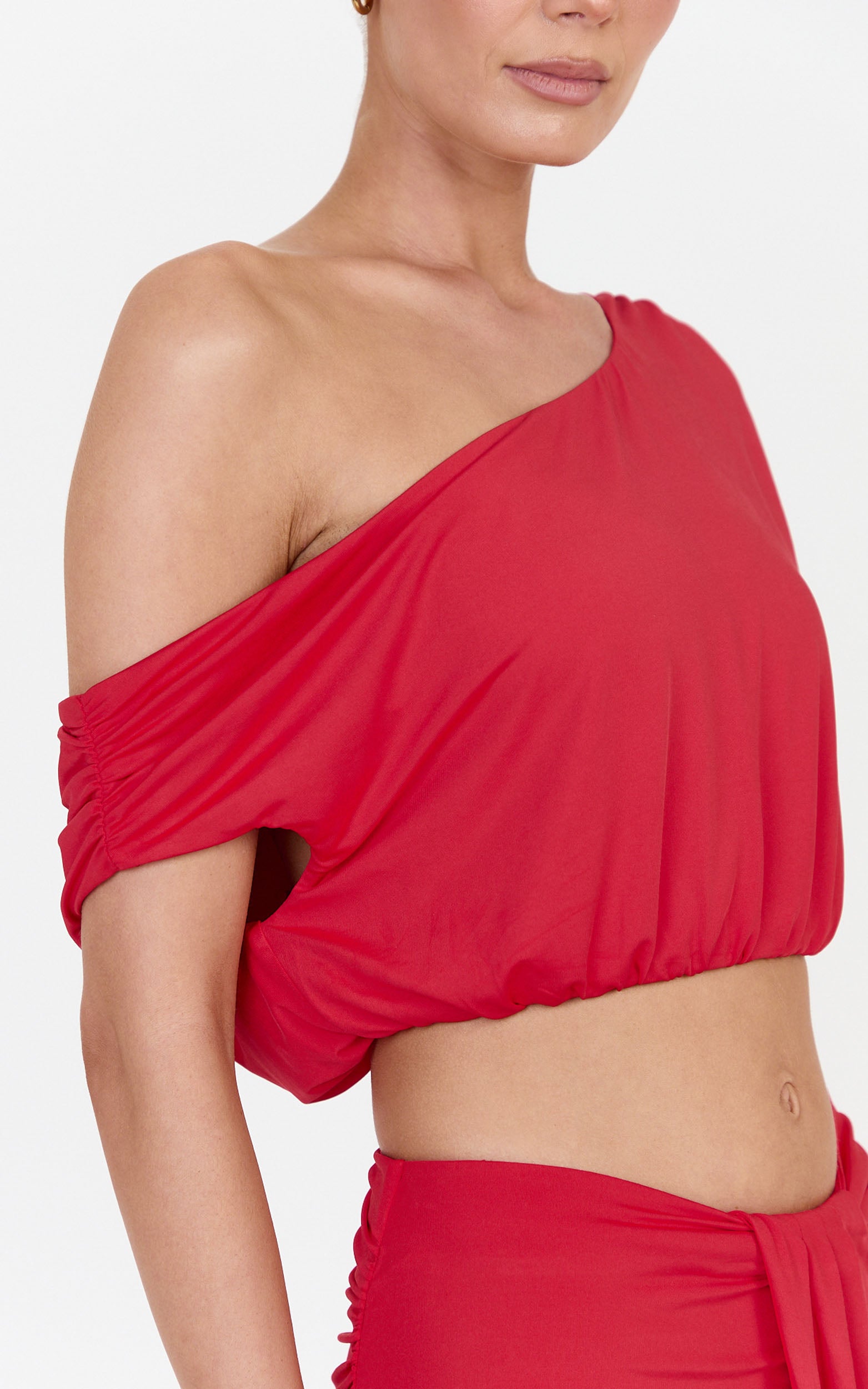 Rafaela Top - Off The Shoulder Top in Red - View 6