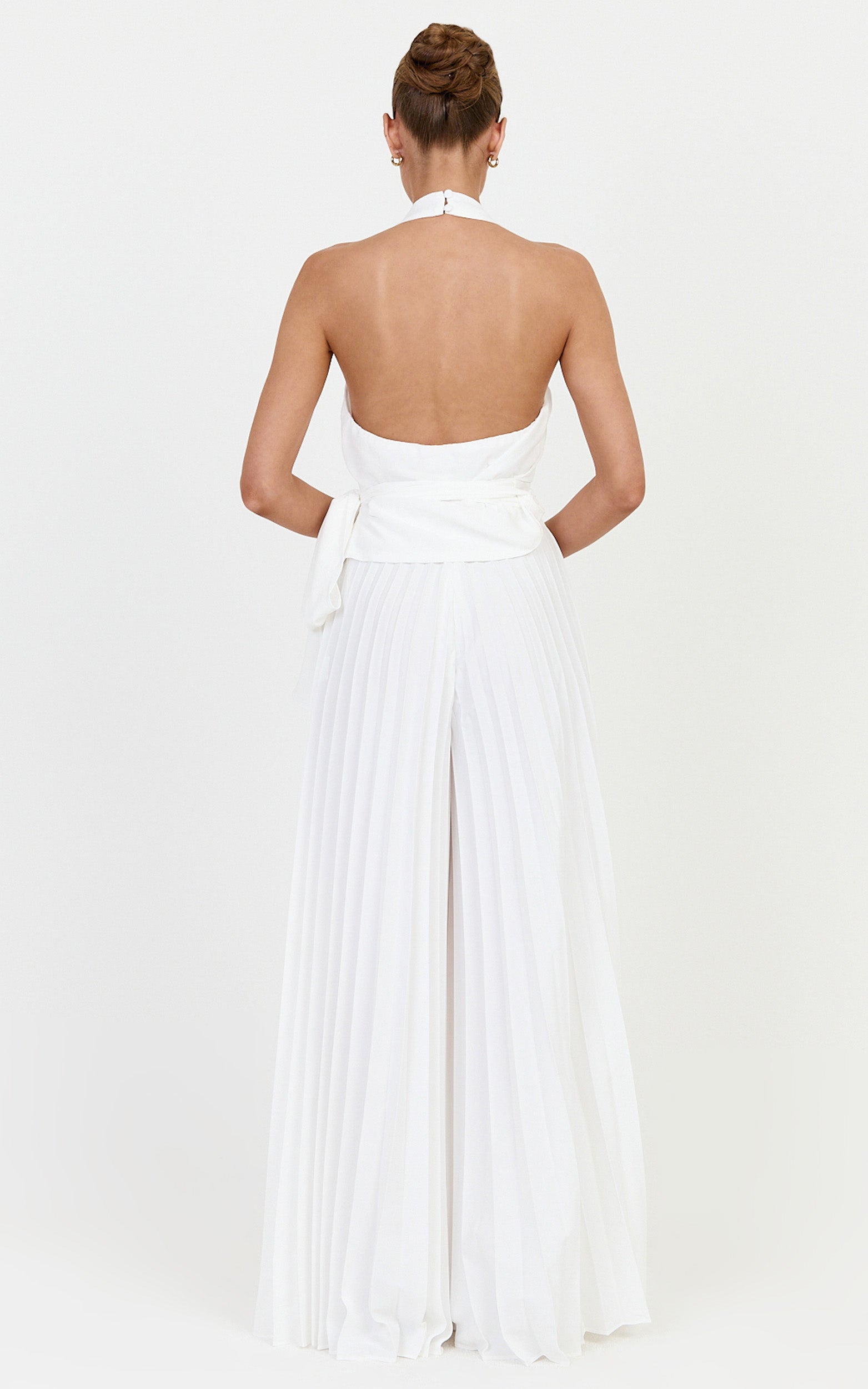 Valentina Pants - Pleated Wide Legged Pants in Off White - View 8
