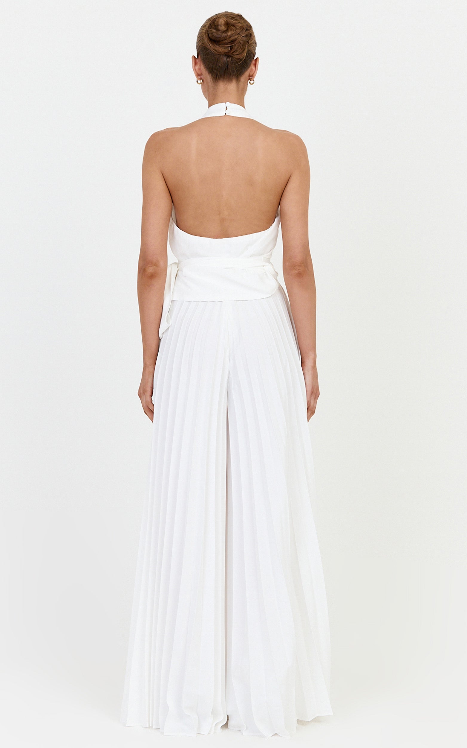 Valentina Top - Halter Neck Front Wrap Sash Detail Top in Off White - View 8