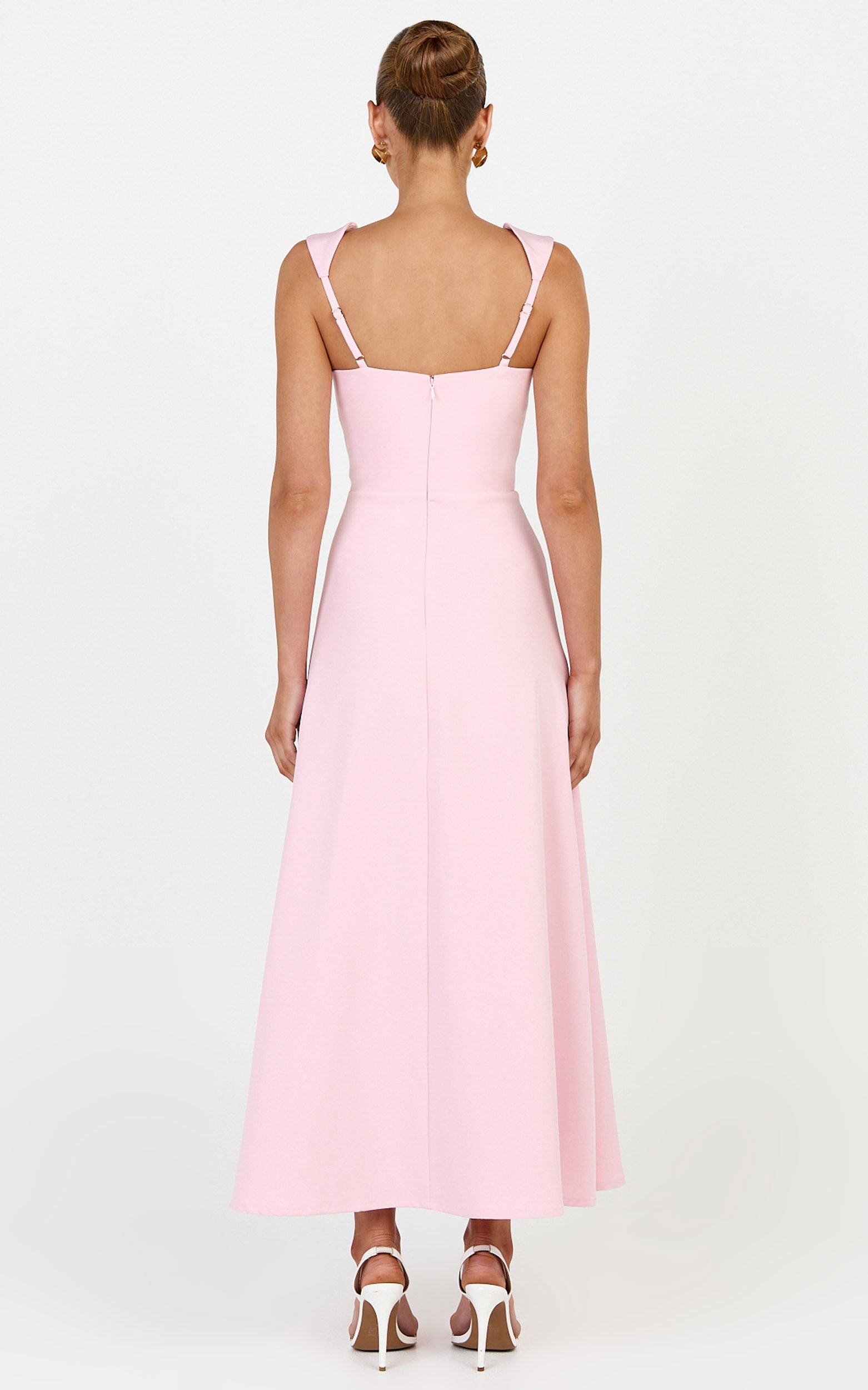 Zinnia Midi Dress - Square Neck A Line Dress in Pink - View 5