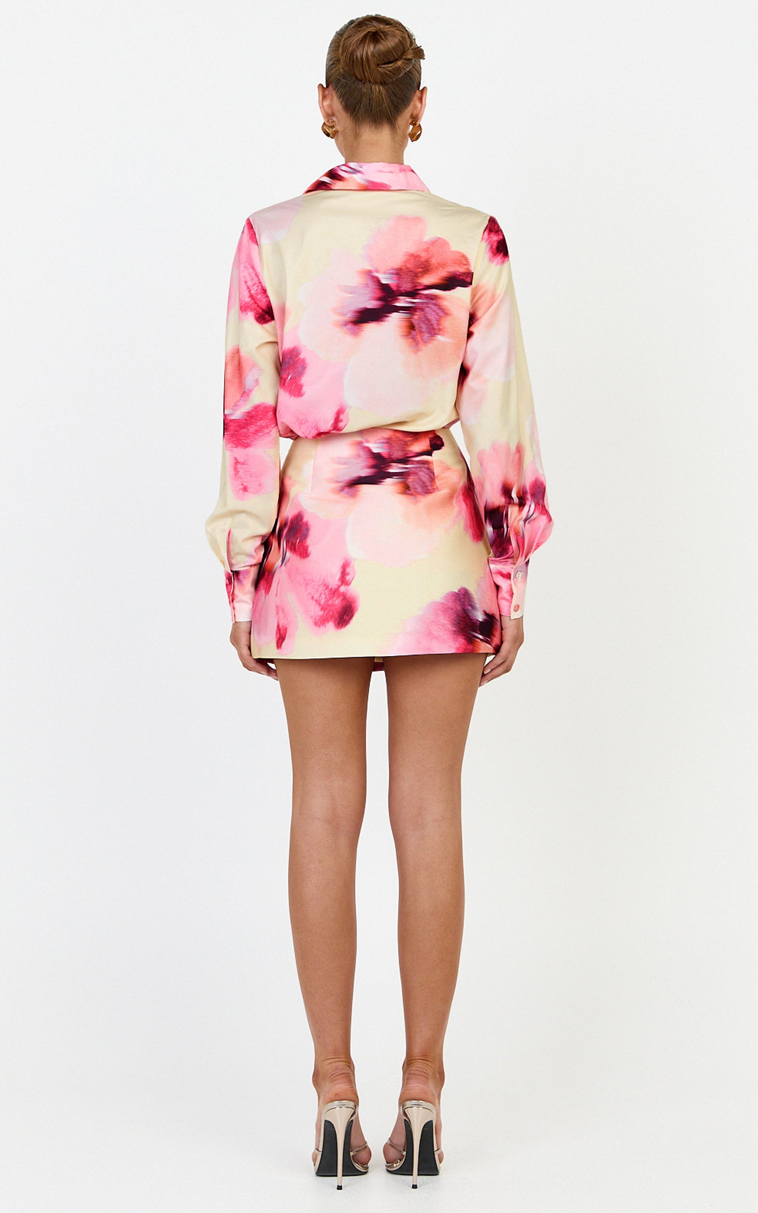 Sailor Mini Skirt - Mid Waist Faux Wrap Skirt in Floral Bloom Print - View 5