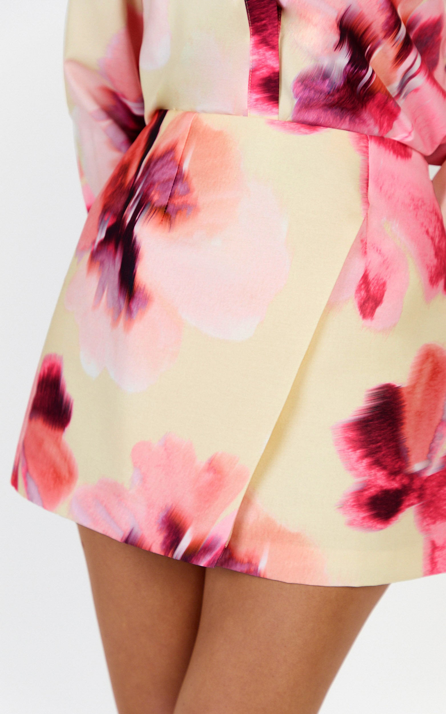 Sailor Mini Skirt - Mid Waist Faux Wrap Skirt in Floral Bloom Print - View 6