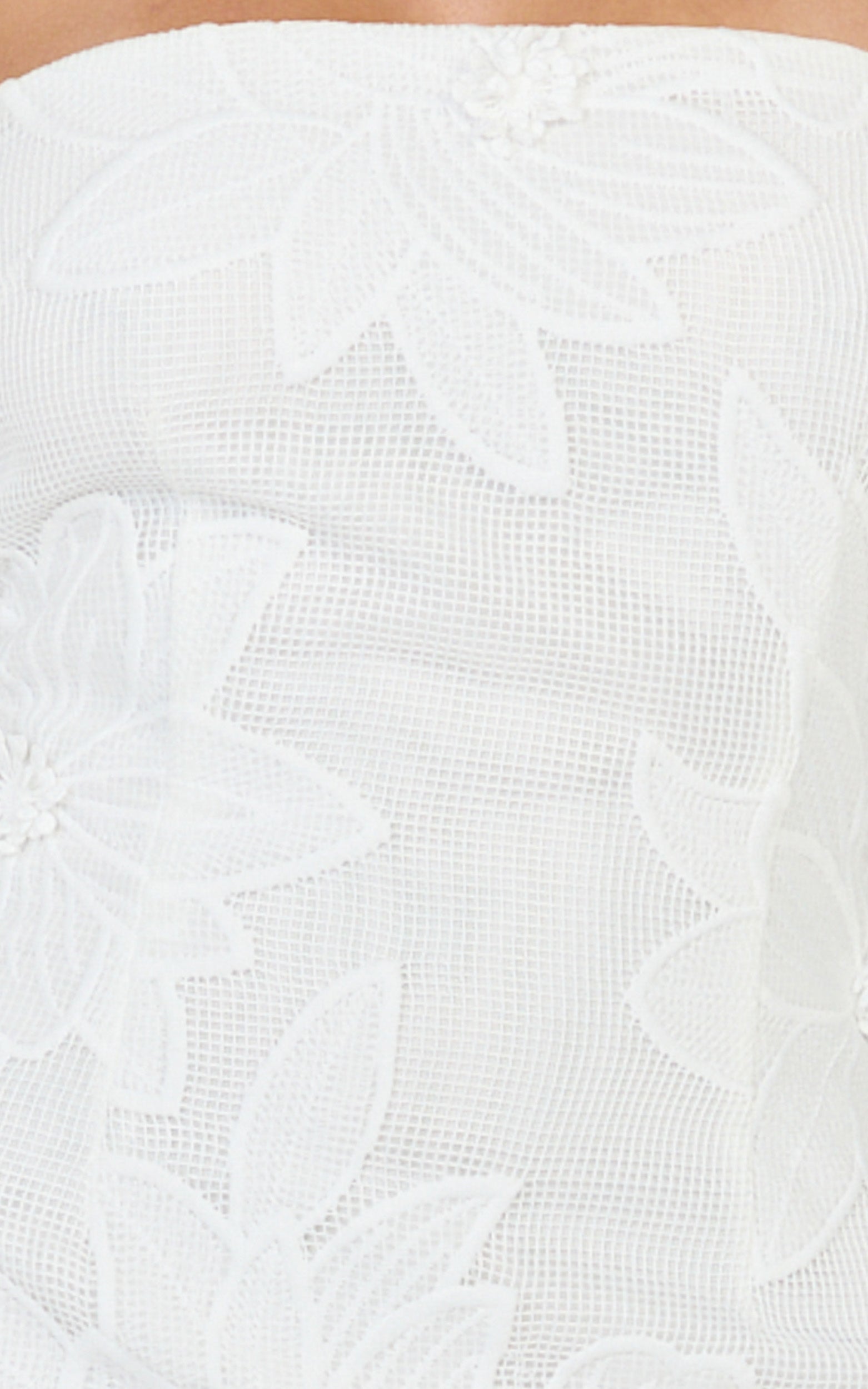 Sienna Midi Dress - Strapless Floral Embroidered Bodycon Dress in White - View 6