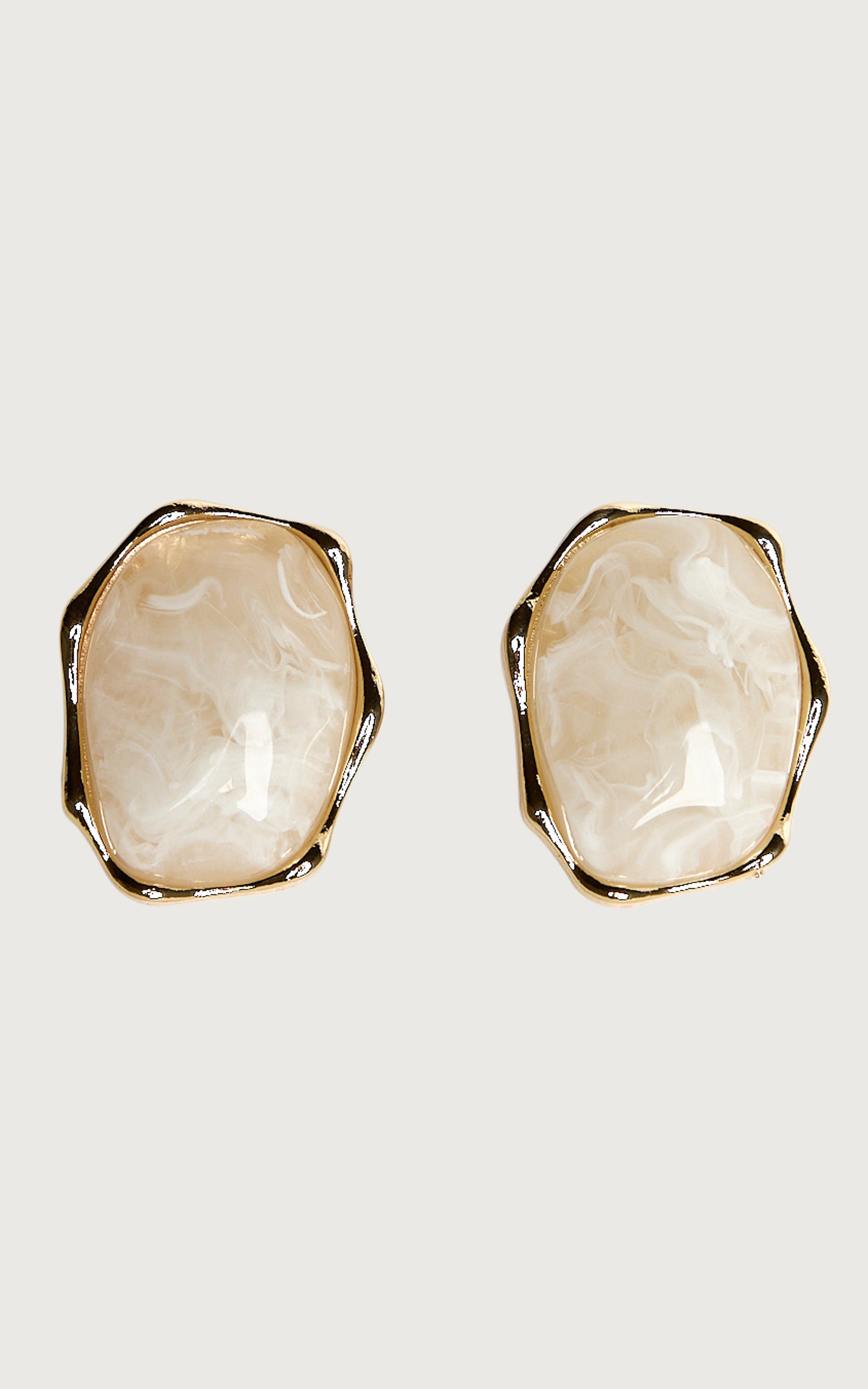 Thea Earrings - Resin Marble Stud Earrings in Gold - View 2