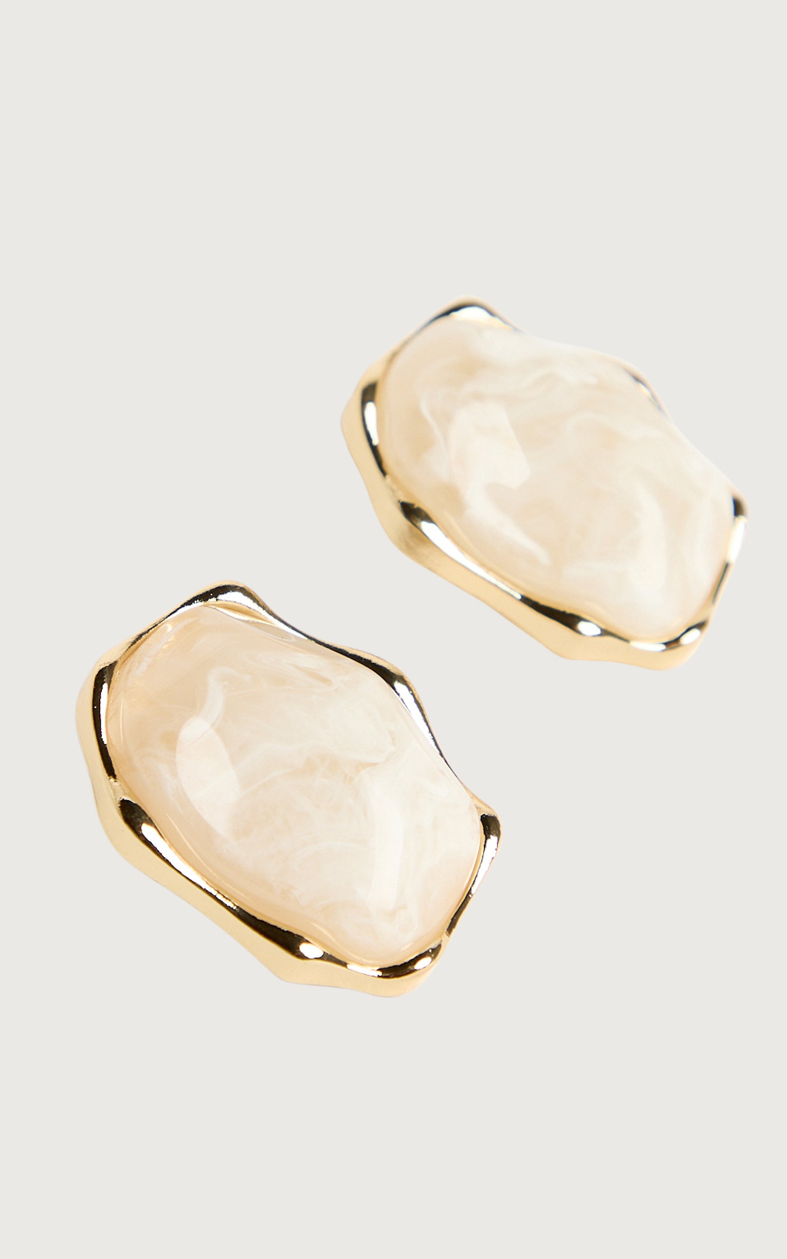 Thea Earrings - Resin Marble Stud Earrings in Gold - View 4