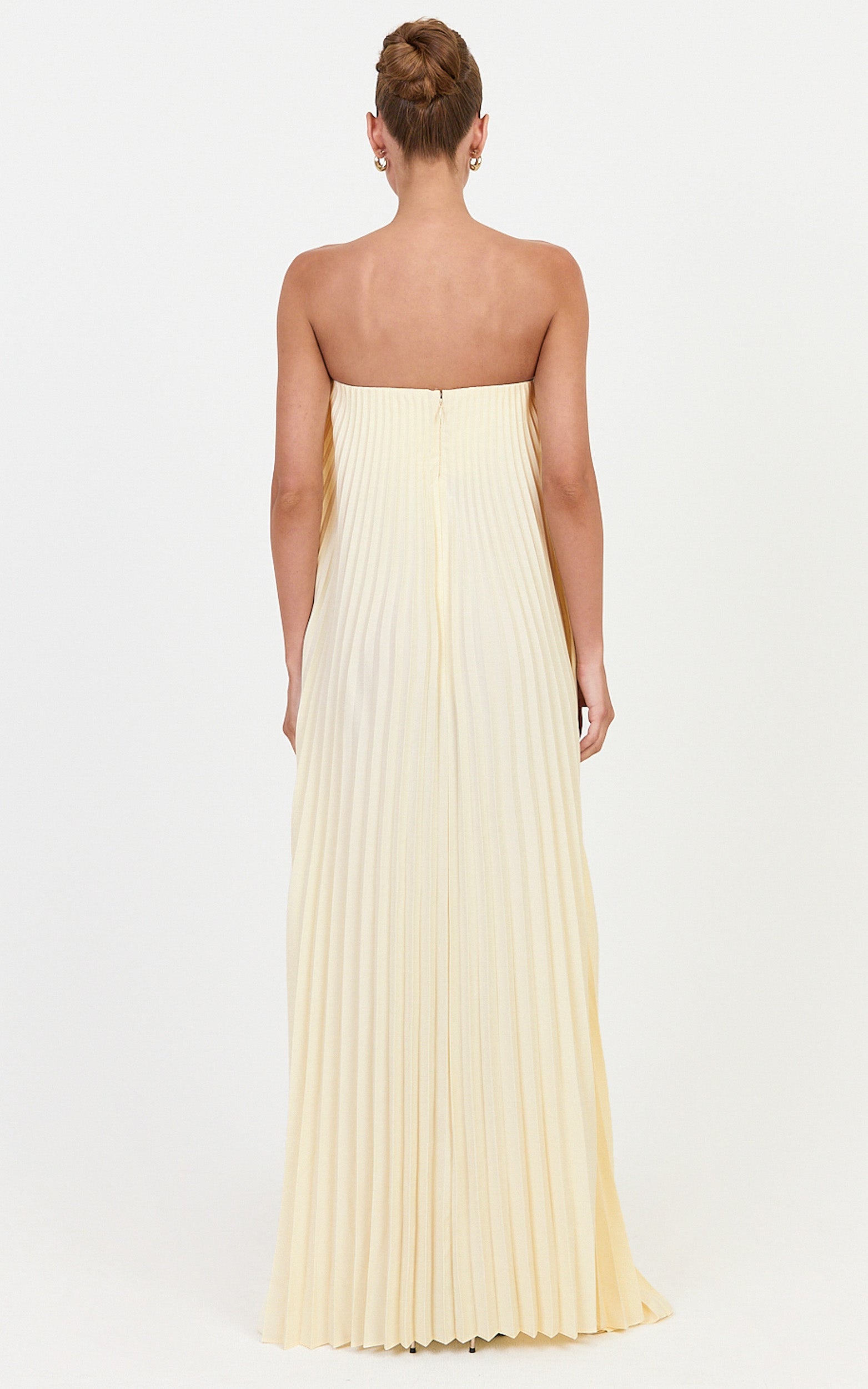 Narae Maxi Dress - Strapless Pleated Dress in Lemon - View 5