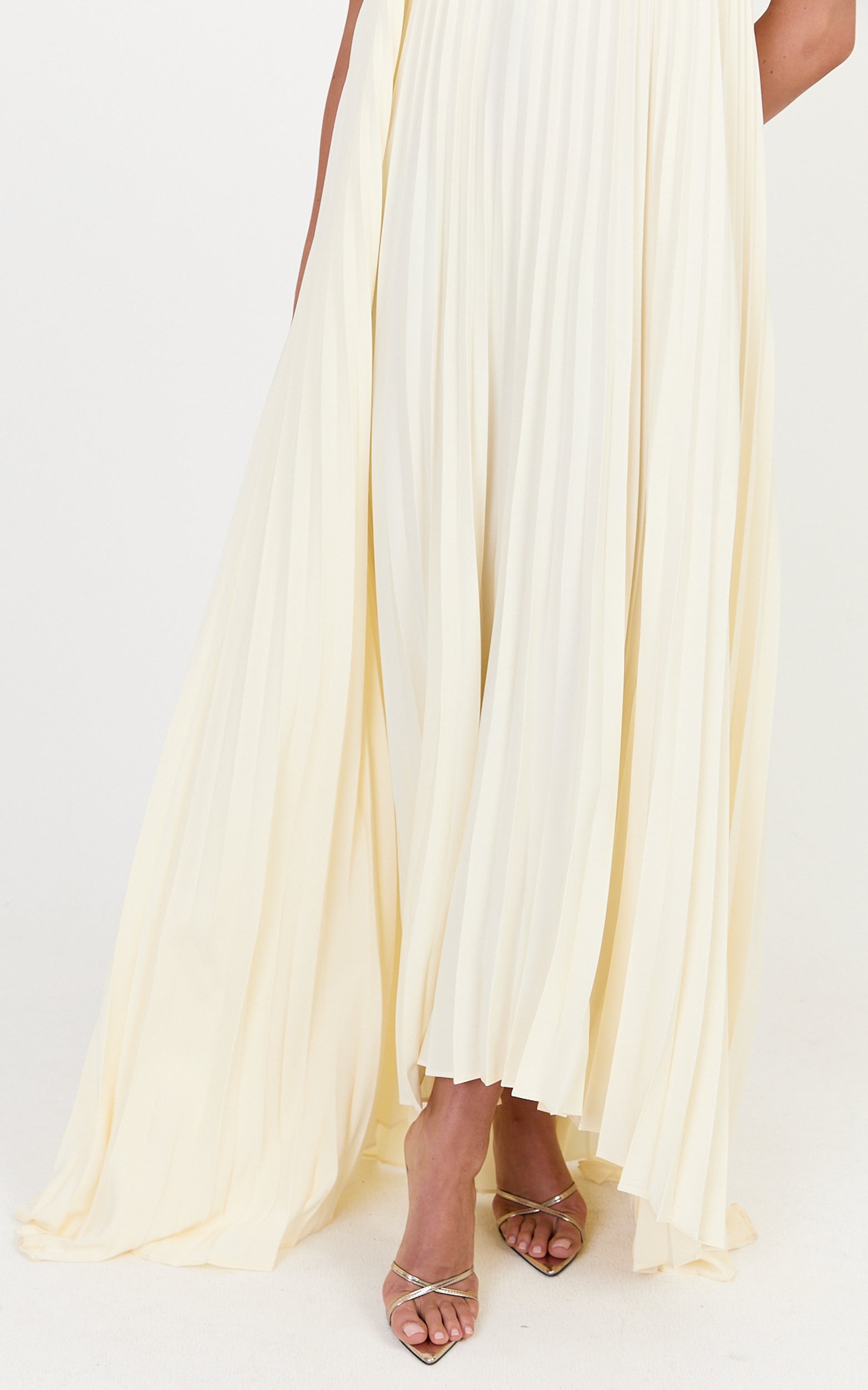 Narae Maxi Dress - Strapless Pleated Dress in Lemon - View 6