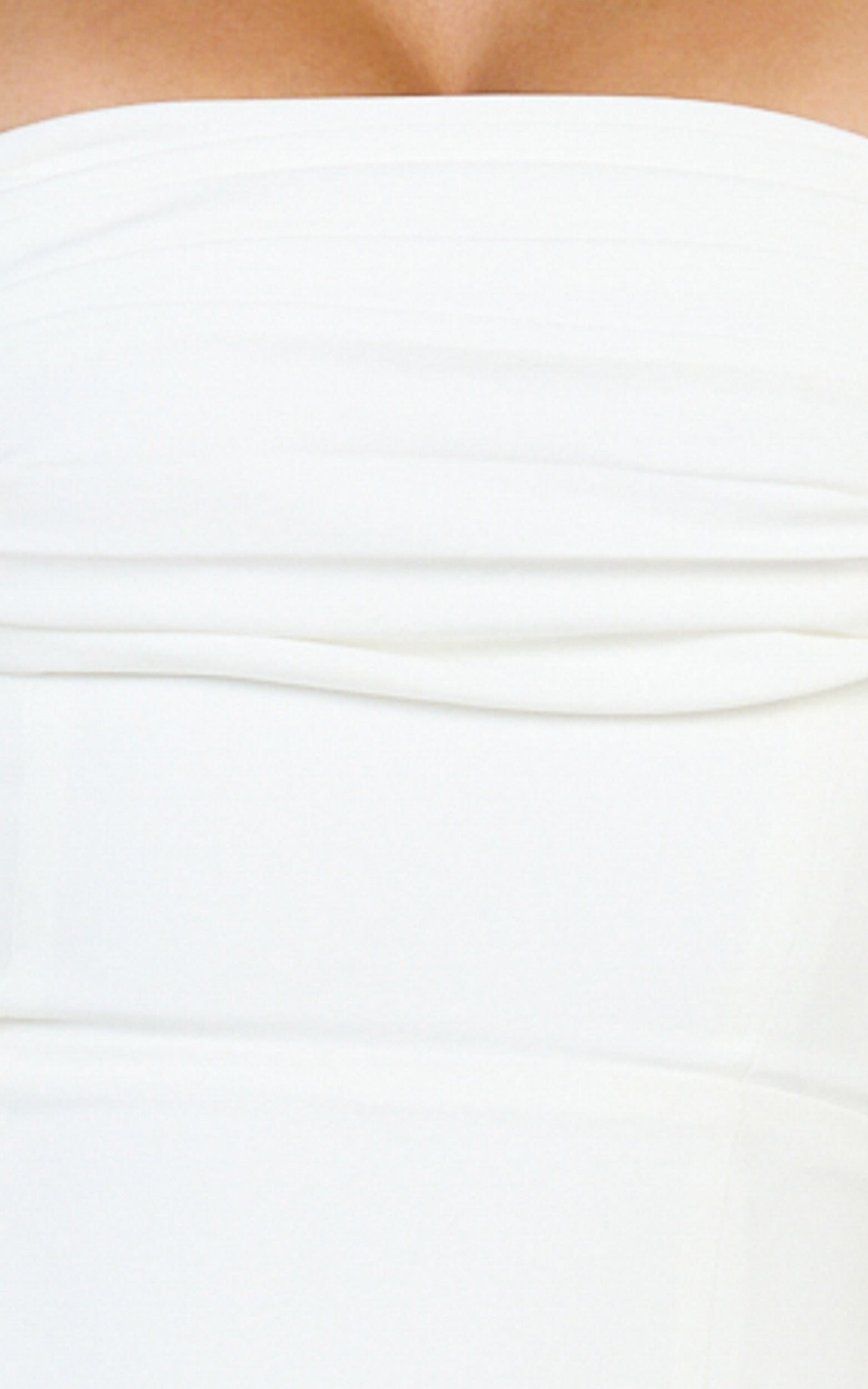 Inez Mini Dress - Gathered Bust A Line Shoulder Tie Dress in White - View 7