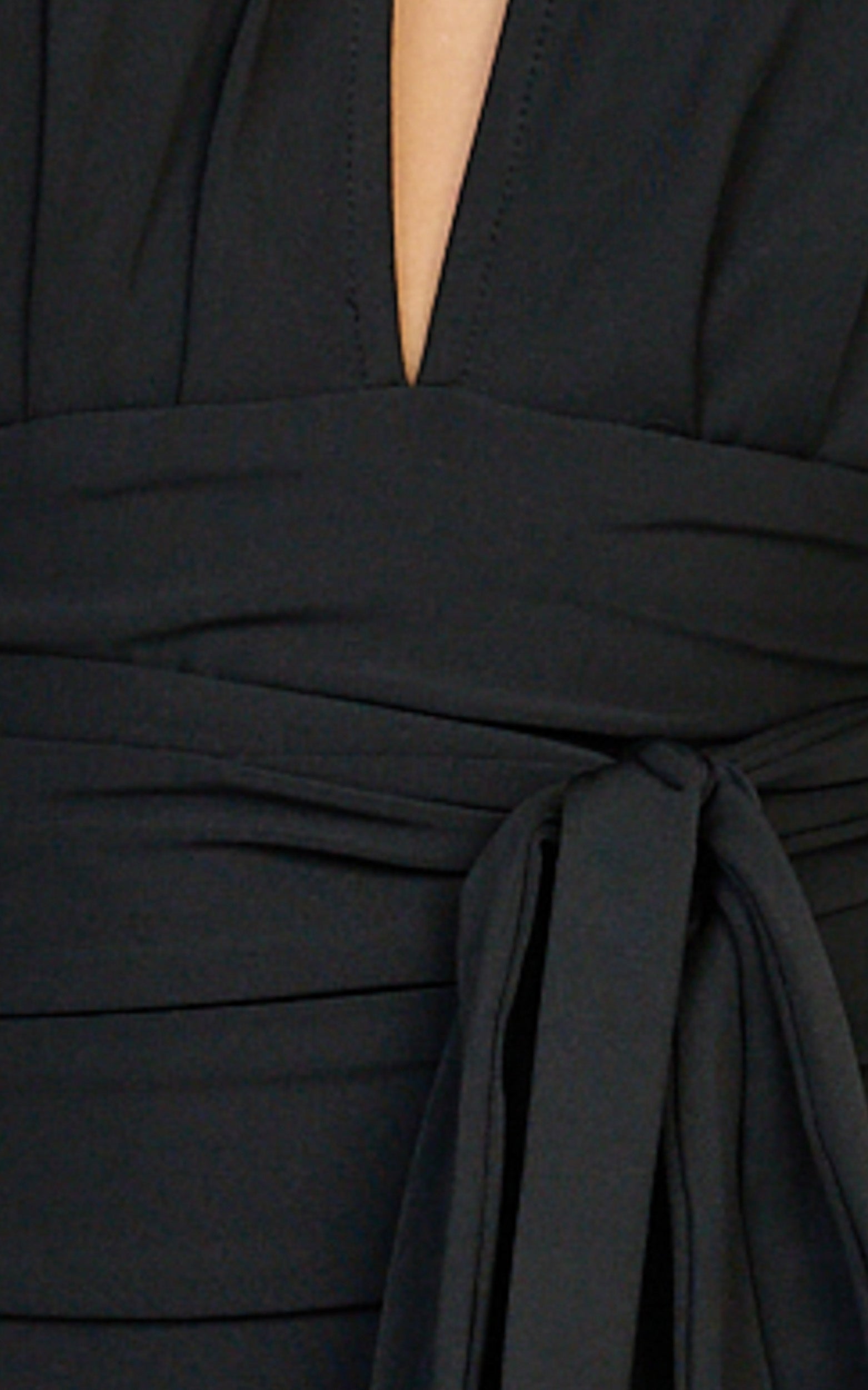 Liana Maxi Dress - Wide Sleeve Tie Waist Maxi Dress in Black - View 6