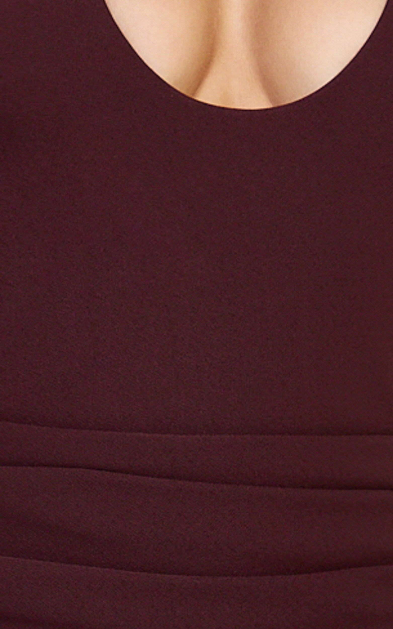 Lani Midi Dress - Scooped Neckline Draped Skirt Halter Dress in Dark Plum - View 6