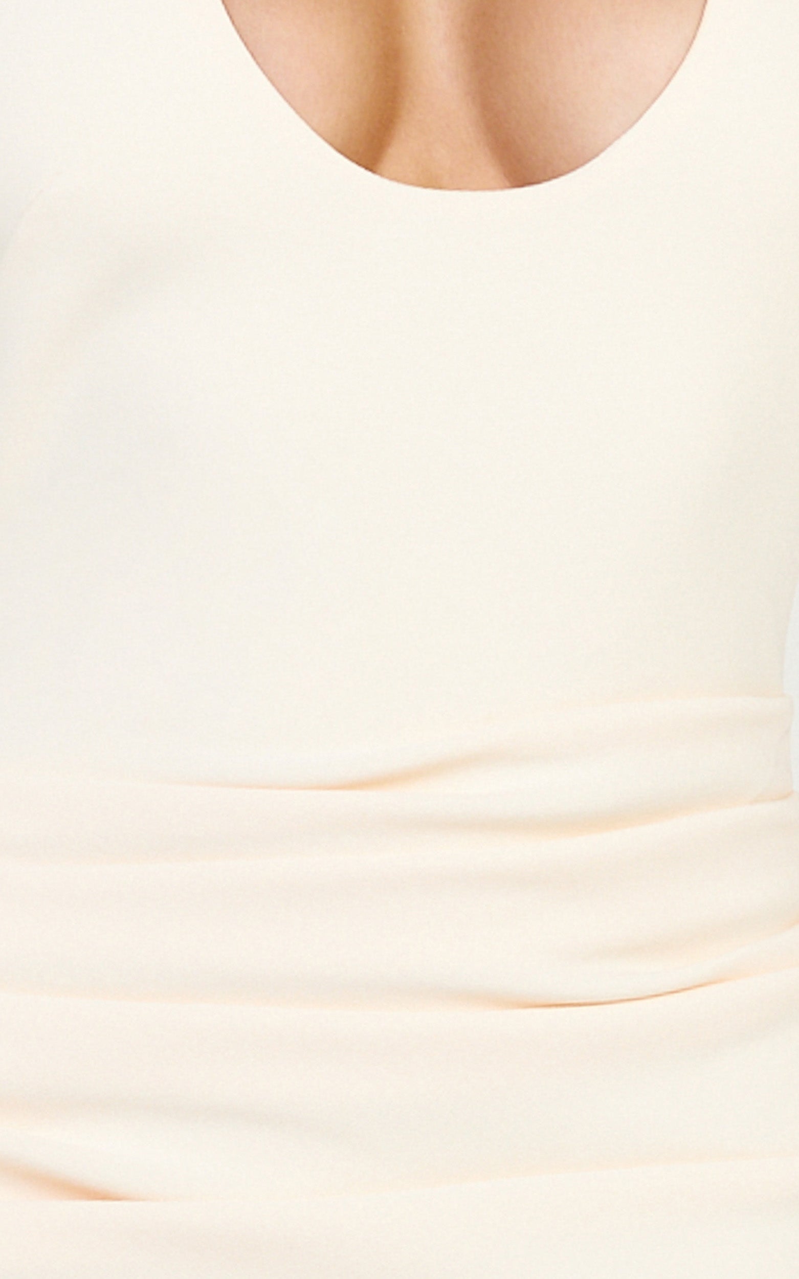 Lani Midi Dress - Scooped Neckline Draped Skirt Halter Dress in Cream - View 6