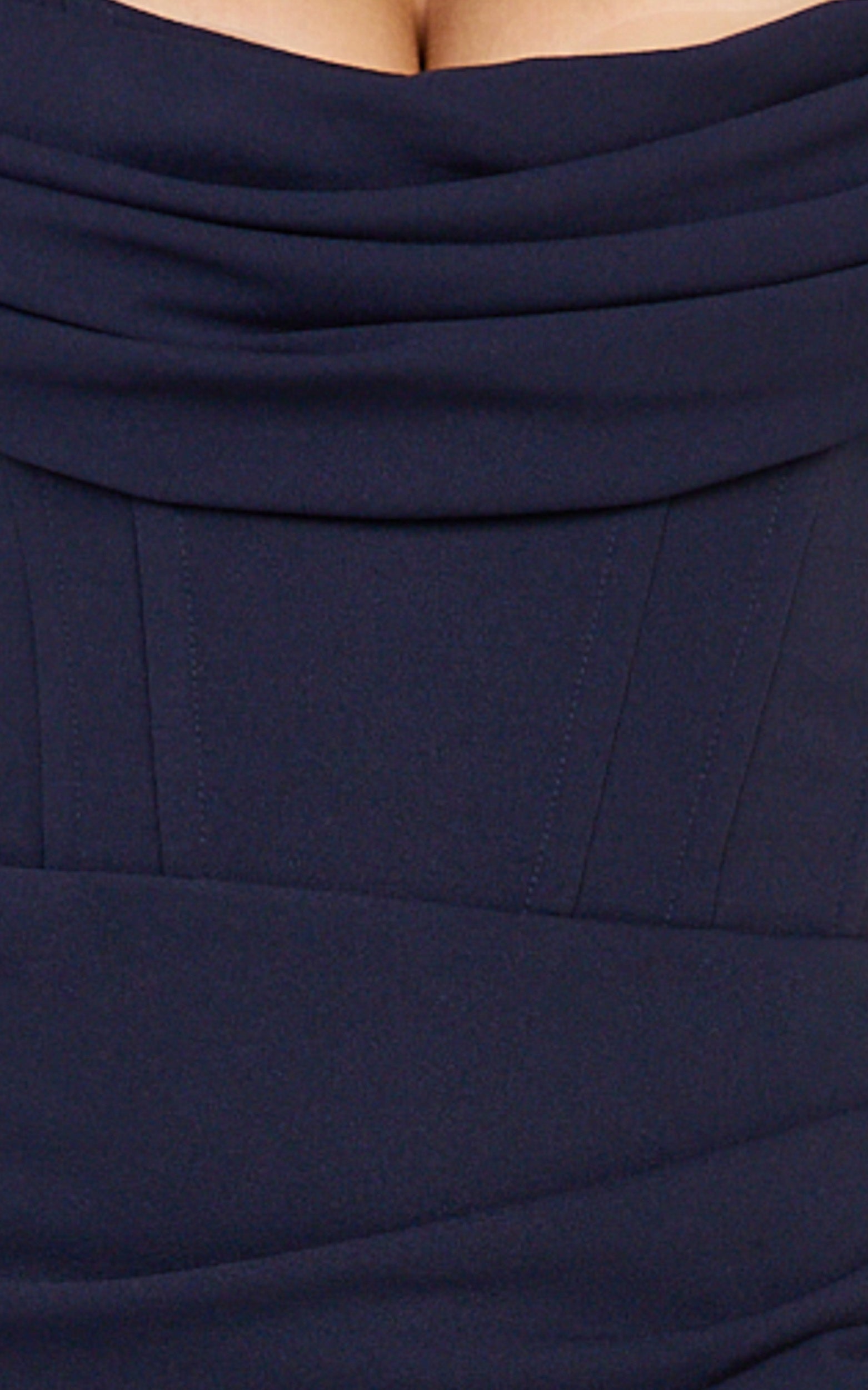 Marcel Maxi Dress - Off Shoulder Corset High Split Dress in Navy - View 9