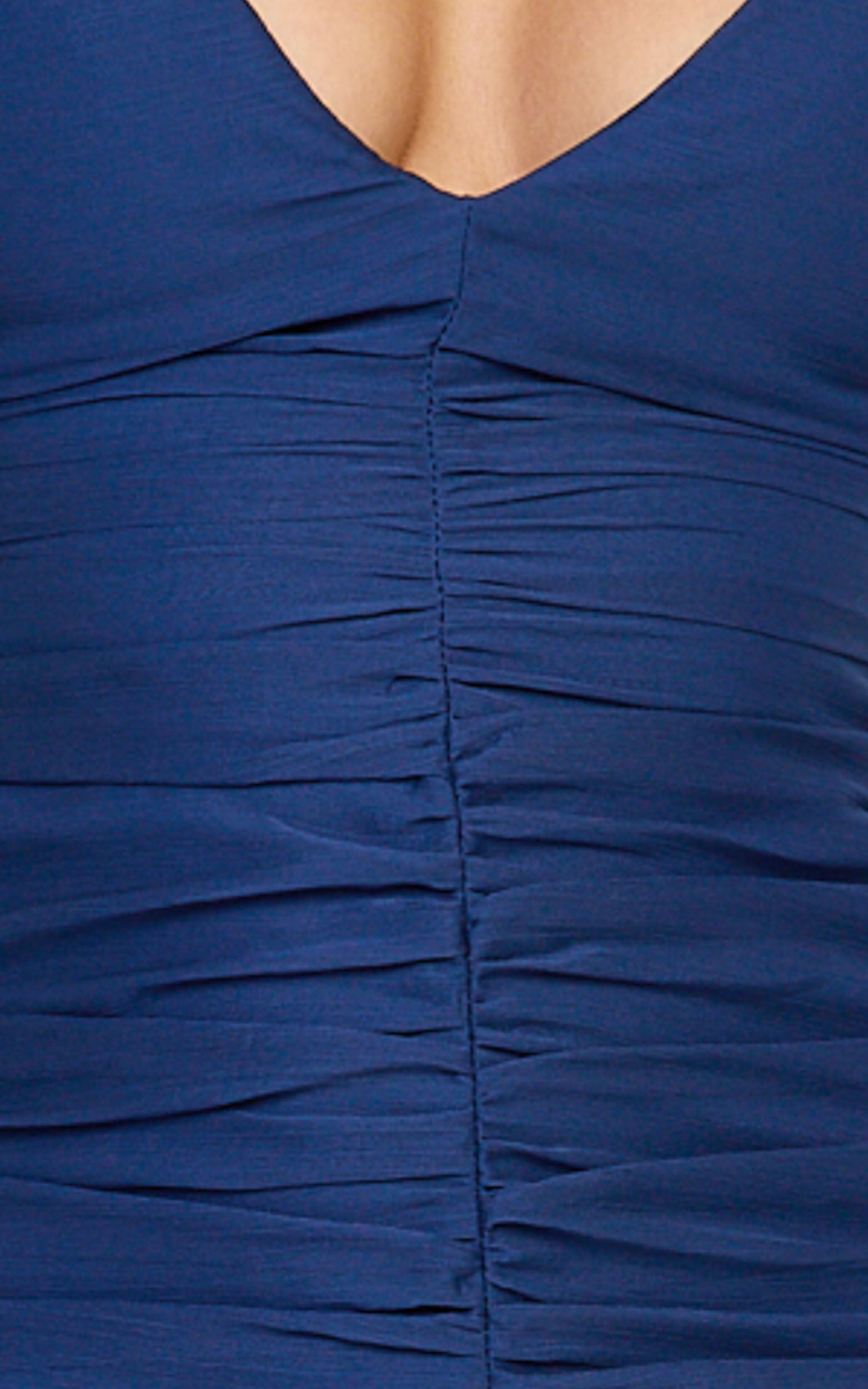 Oceane Maxi Dress - Plunge Neckline Gathered Chiffon Dress in Navy - View 9