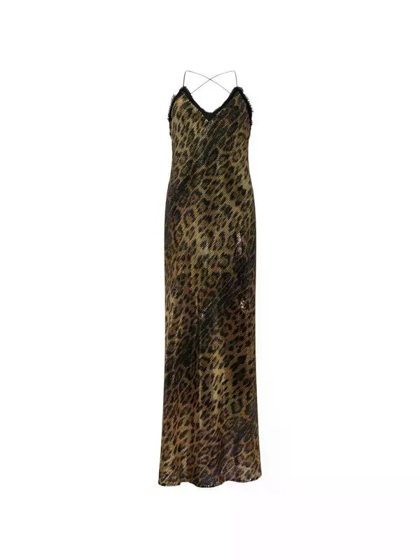 Roberto Cavalli jaguar-print embellished maxi dress