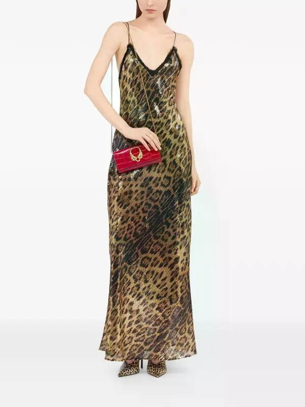 Roberto Cavalli jaguar-print embellished maxi dress