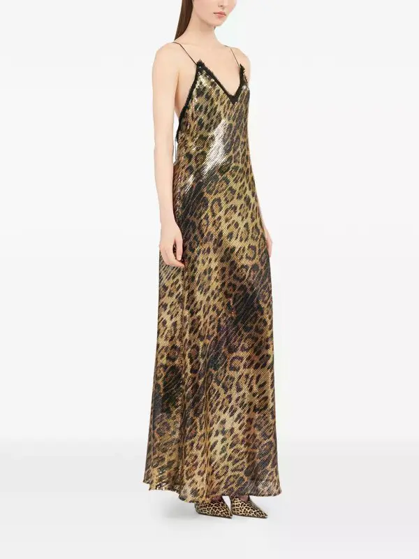 Roberto Cavalli jaguar-print embellished maxi dress