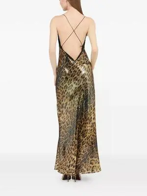 Roberto Cavalli jaguar-print embellished maxi dress