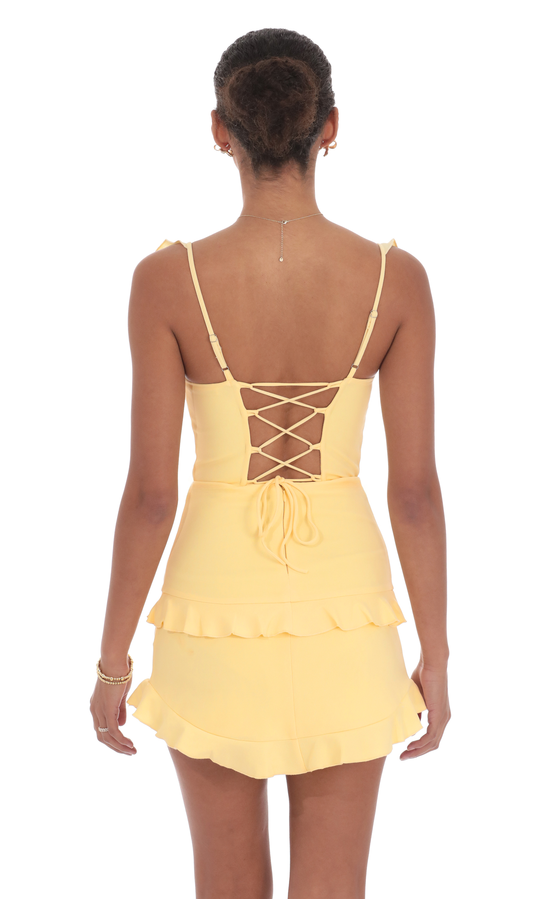 Ruffle Bodycon Dress in Yellow - view 2