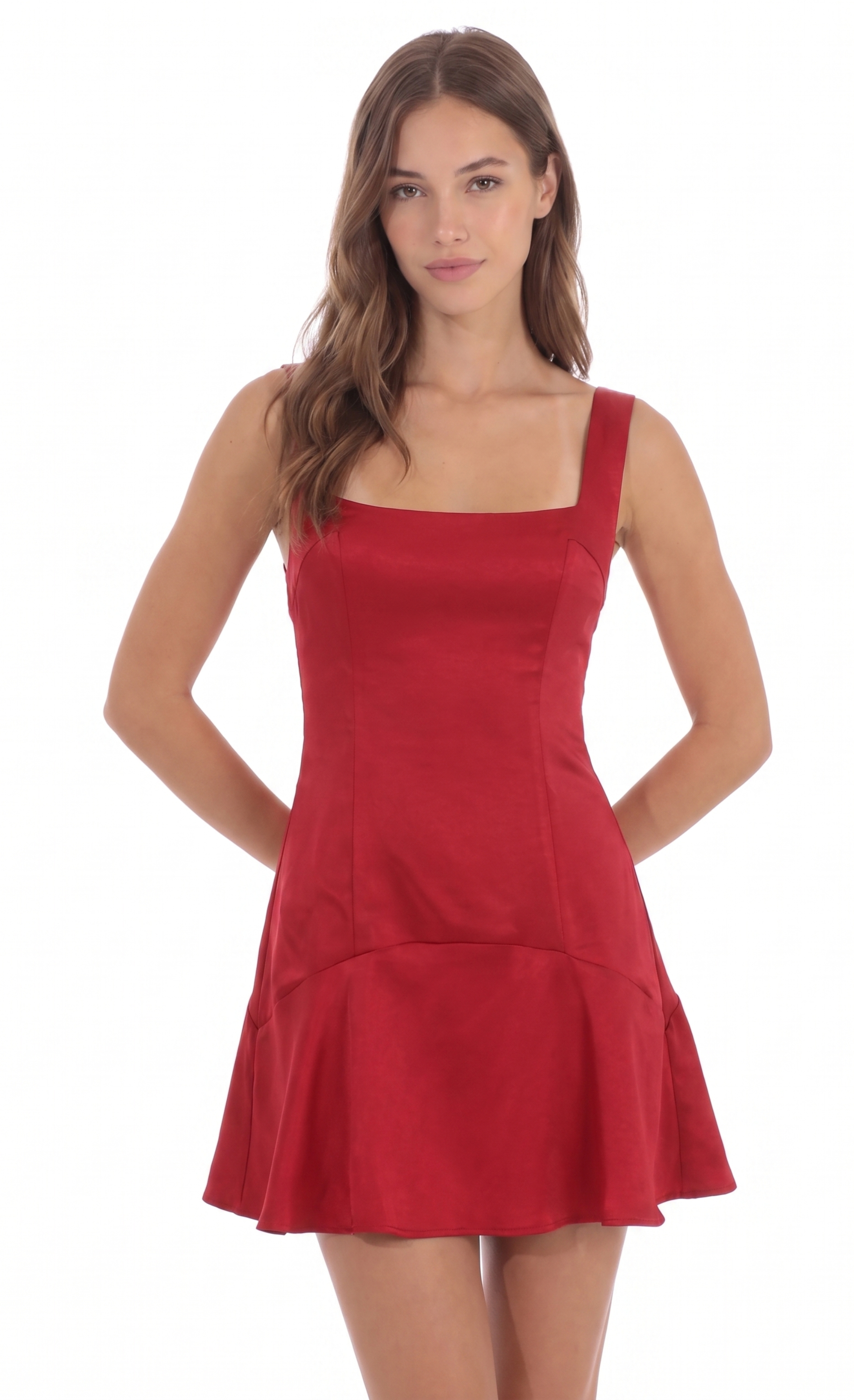 Flared Mini Dress in Red - view 1