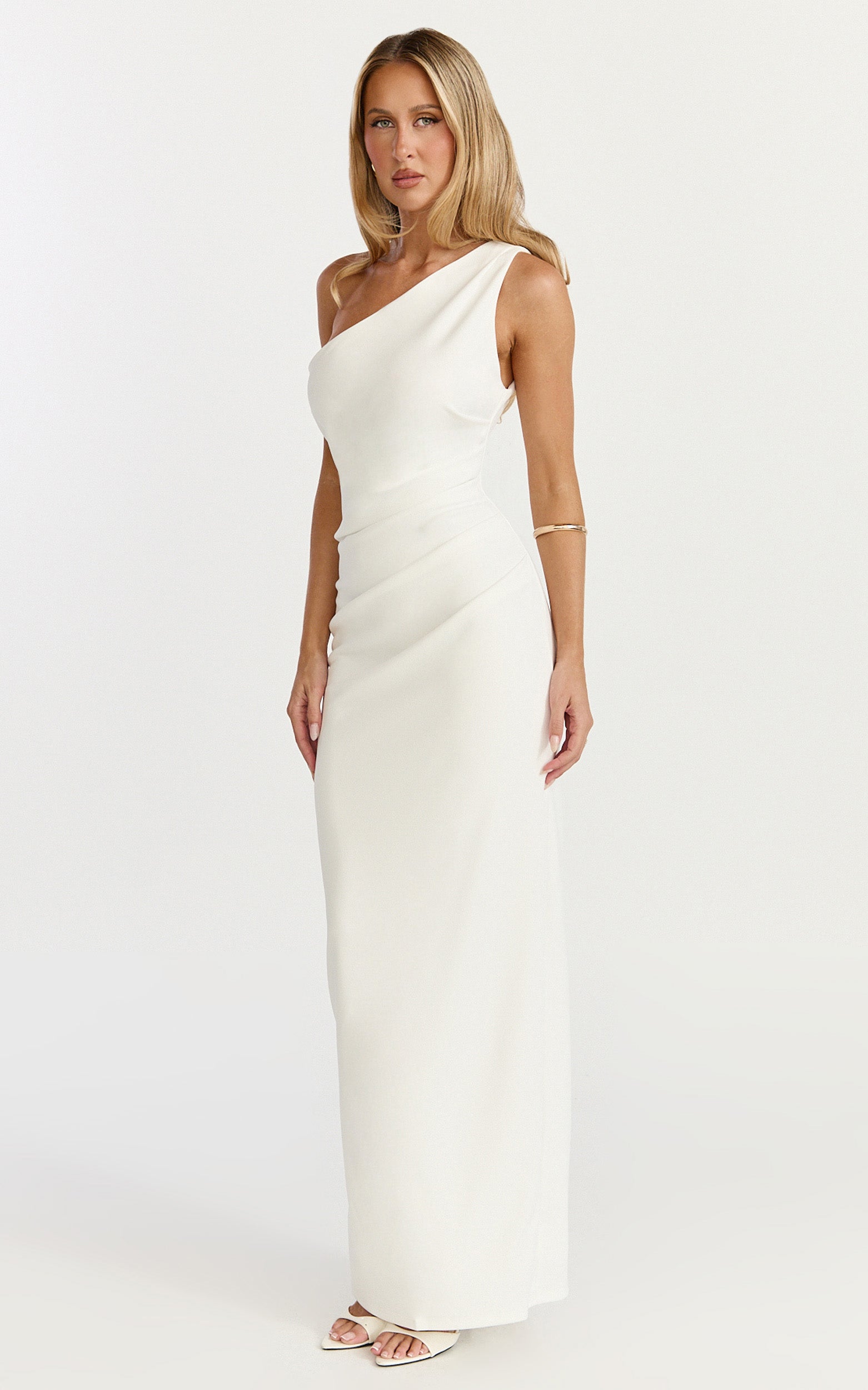 Criselda Maxi Dress - One Shoulder Maxi Dress in White - View 2