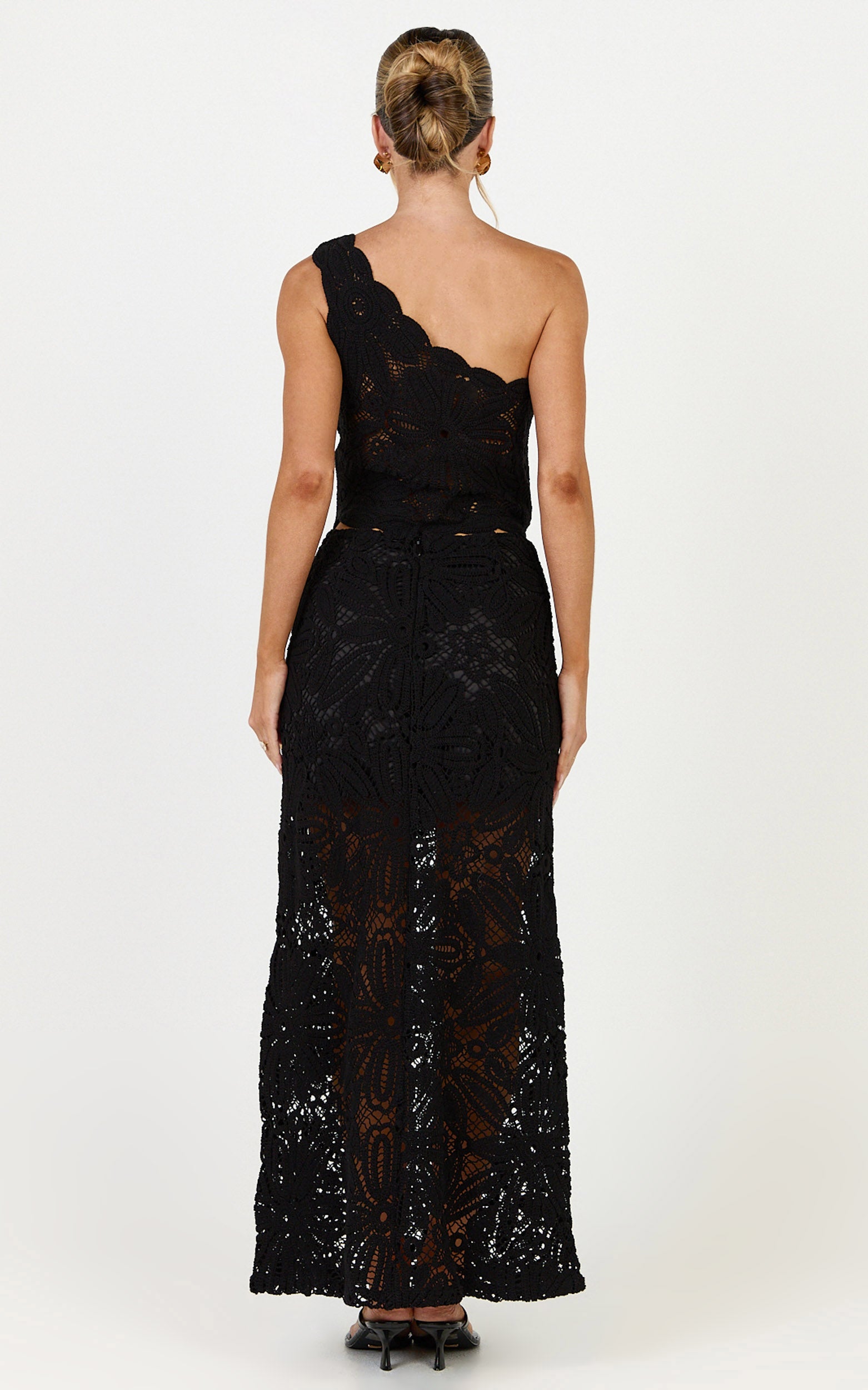 Charlene Maxi Skirt - Crochet Fit And Flare Skirt in Black - View 5