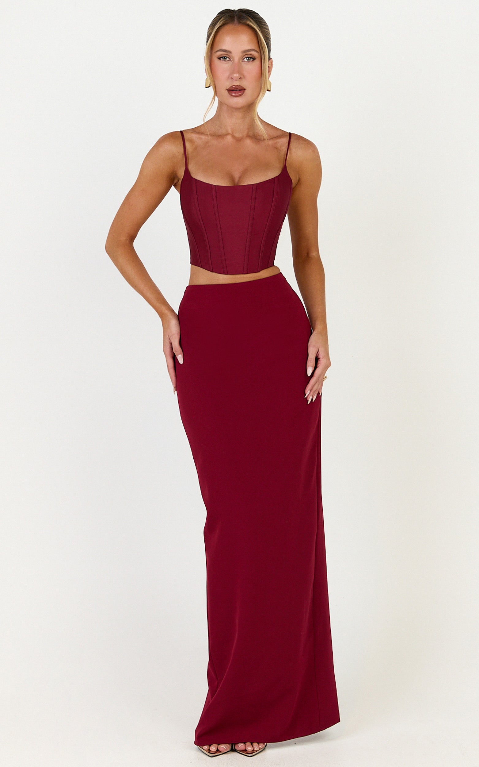 Marais Maxi Skirt - Column Skirt in Wine - View 1