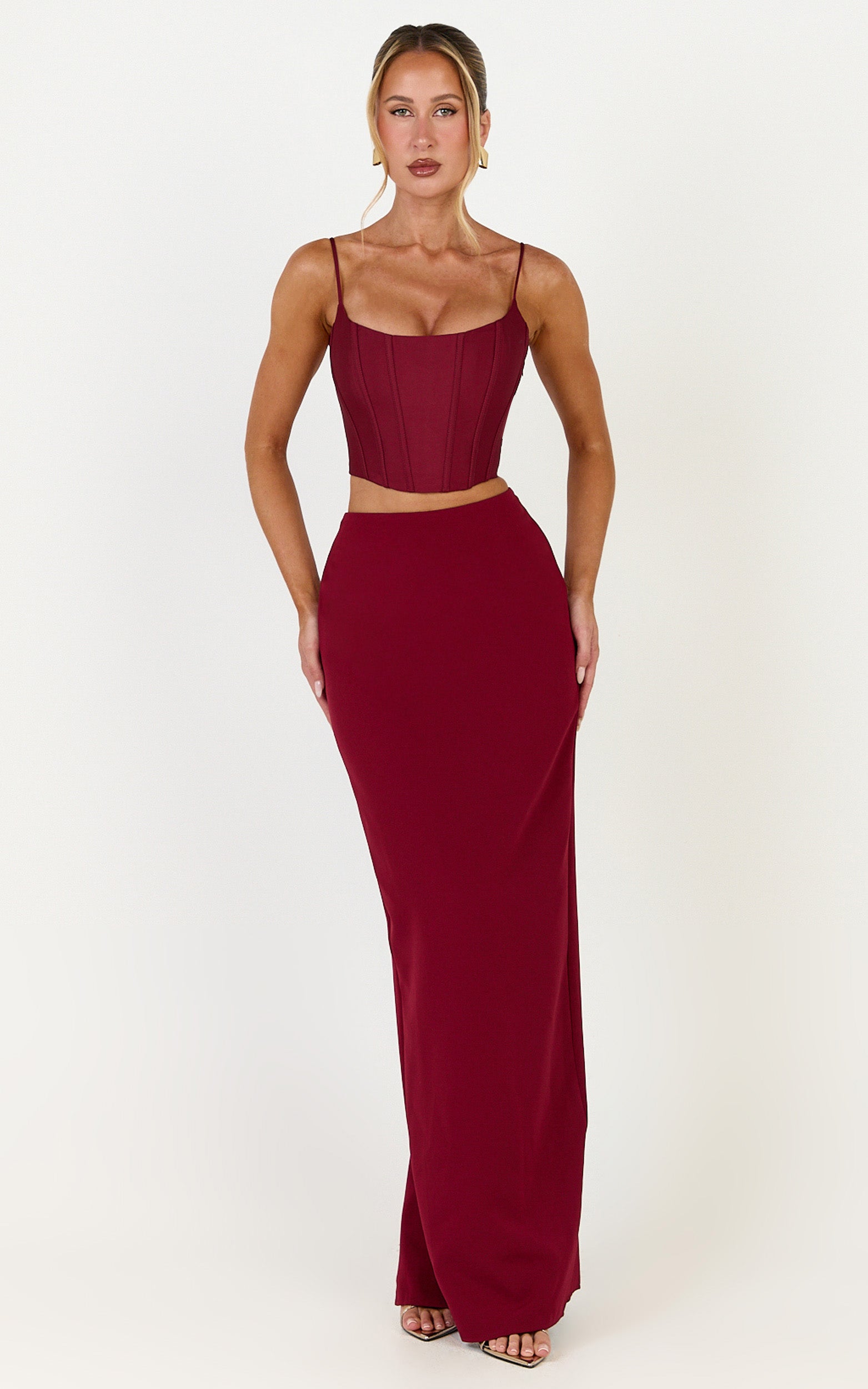 Marais Maxi Skirt - Column Skirt in Wine - View 3