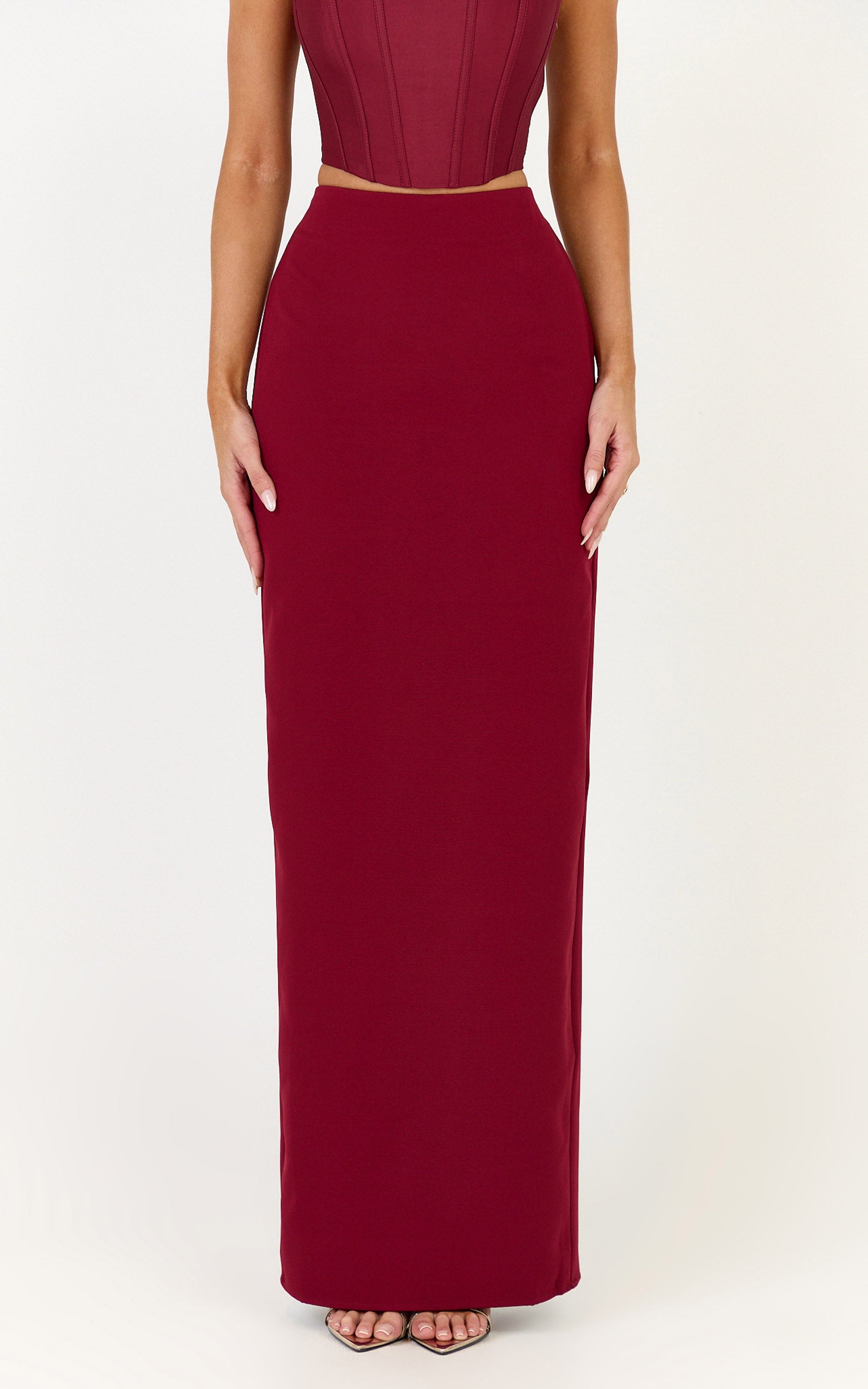 Marais Maxi Skirt - Column Skirt in Wine - View 2