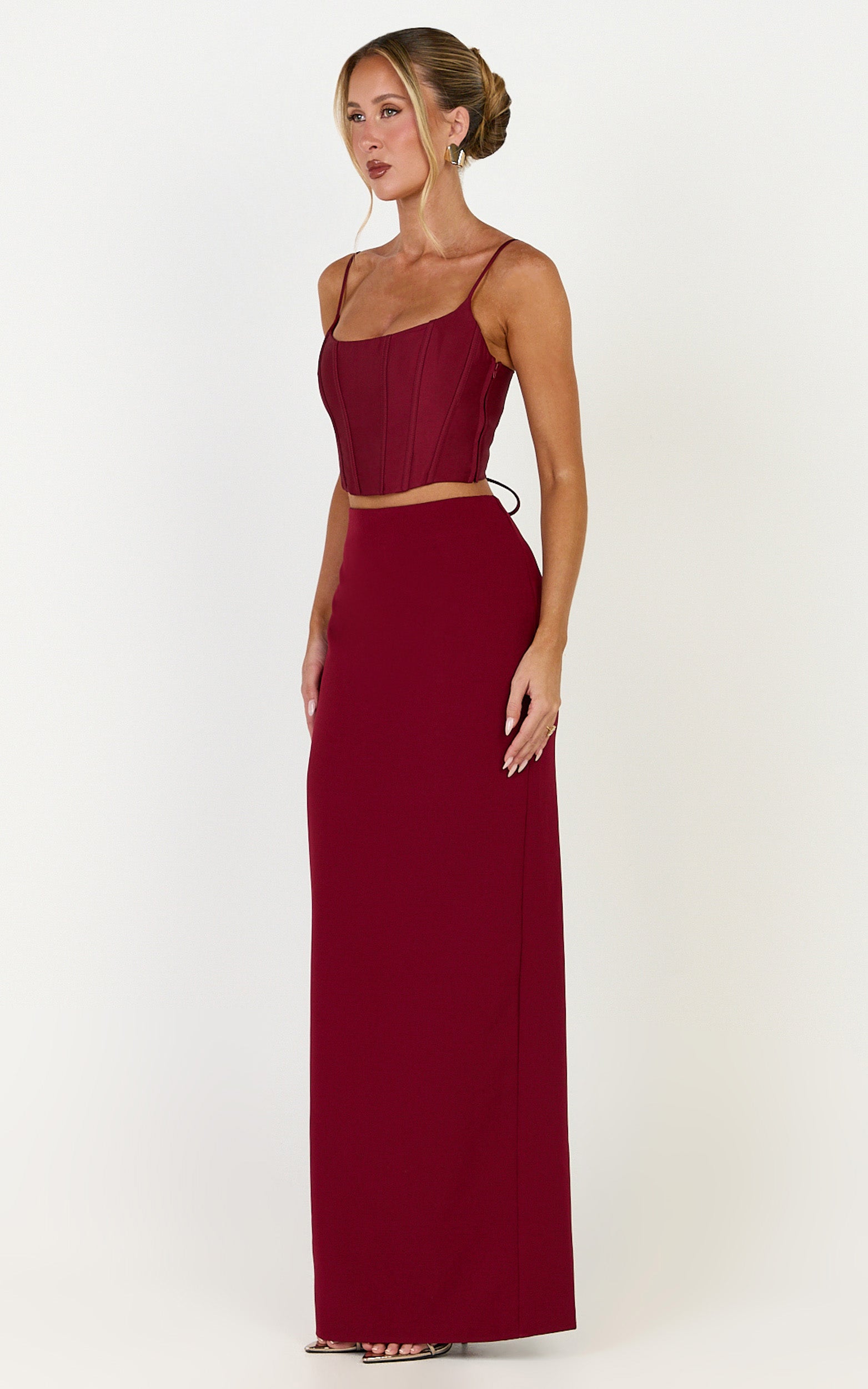 Marais Maxi Skirt - Column Skirt in Wine - View 4