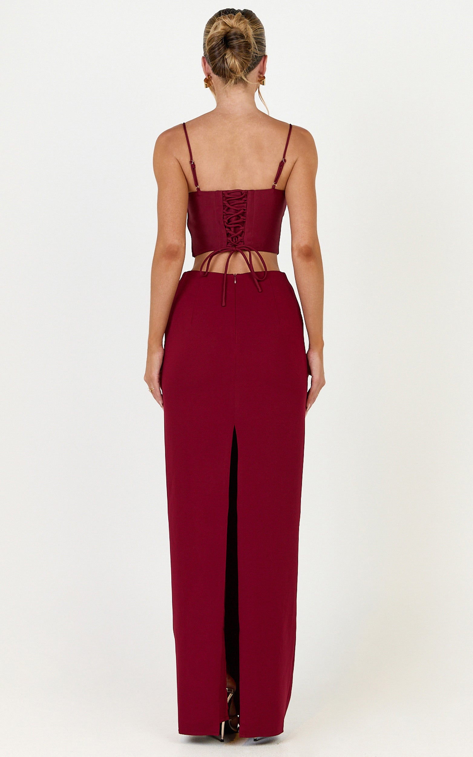 Marais Top - Lace Up Back Corset Top in Wine - View 6