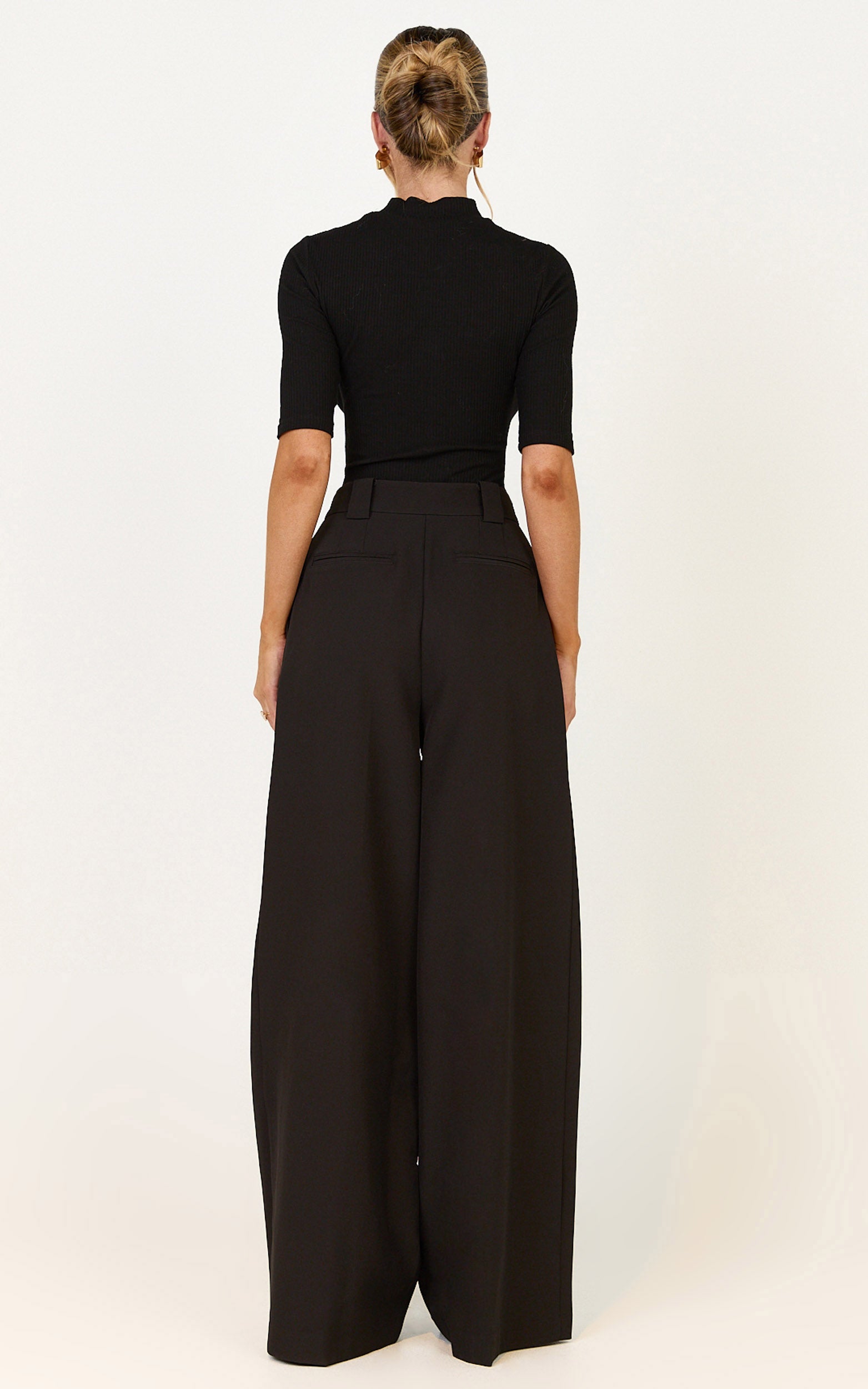 Jane Pants - High Waist Tailored Wide Leg Pants in Black - View 5
